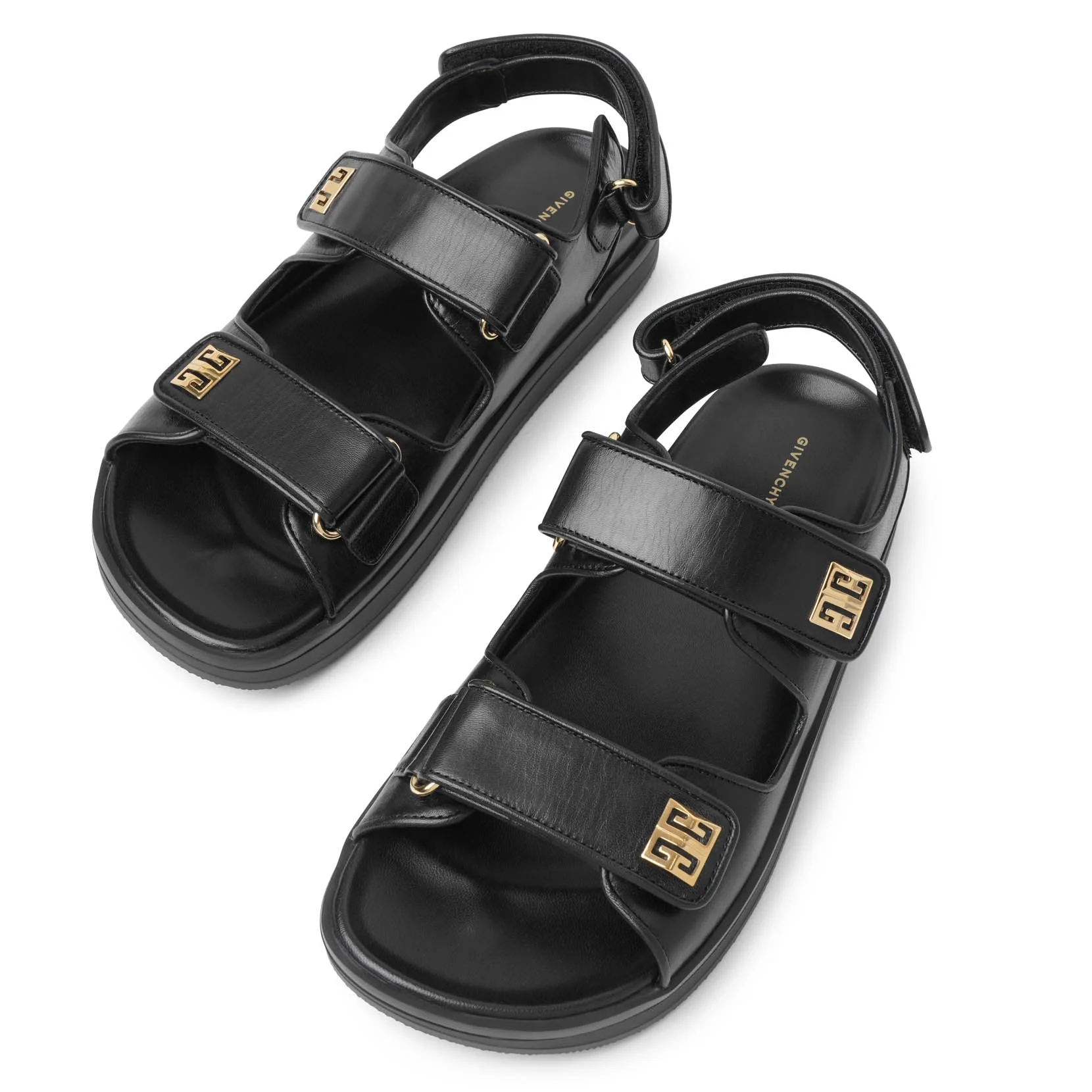 4G strap flat black leather sandals - Image 5