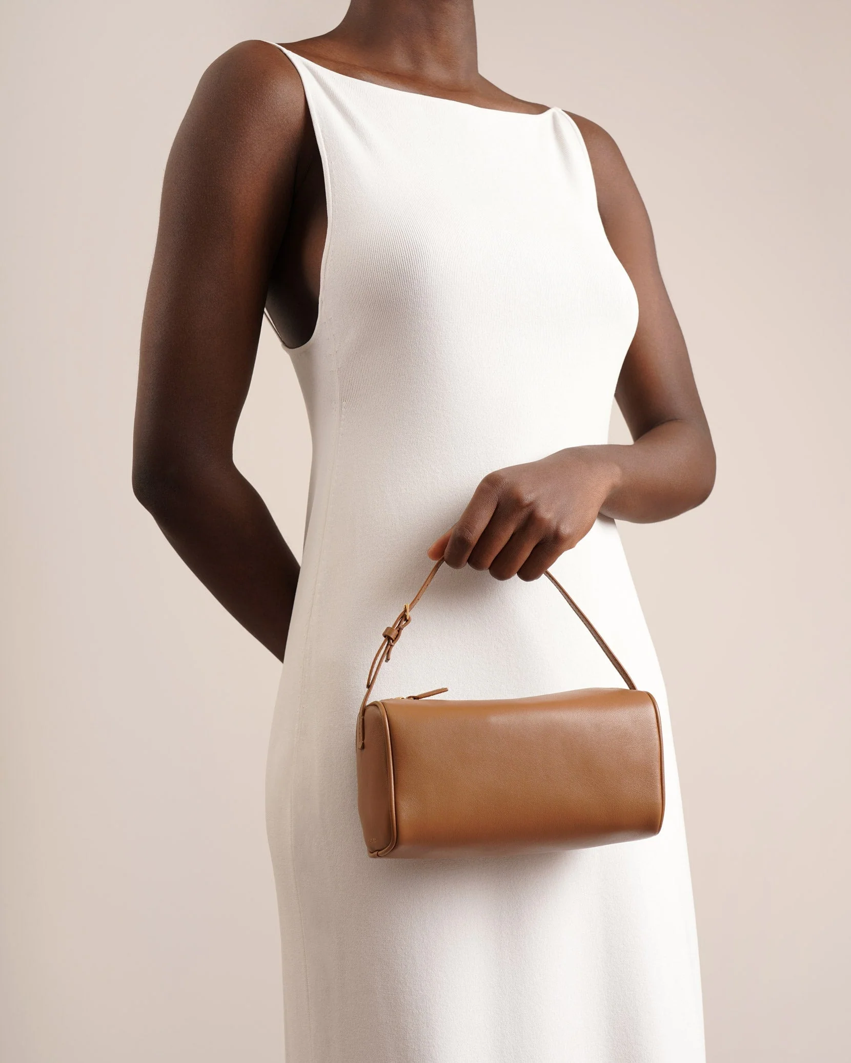 90's taupe leather bag - Image 2