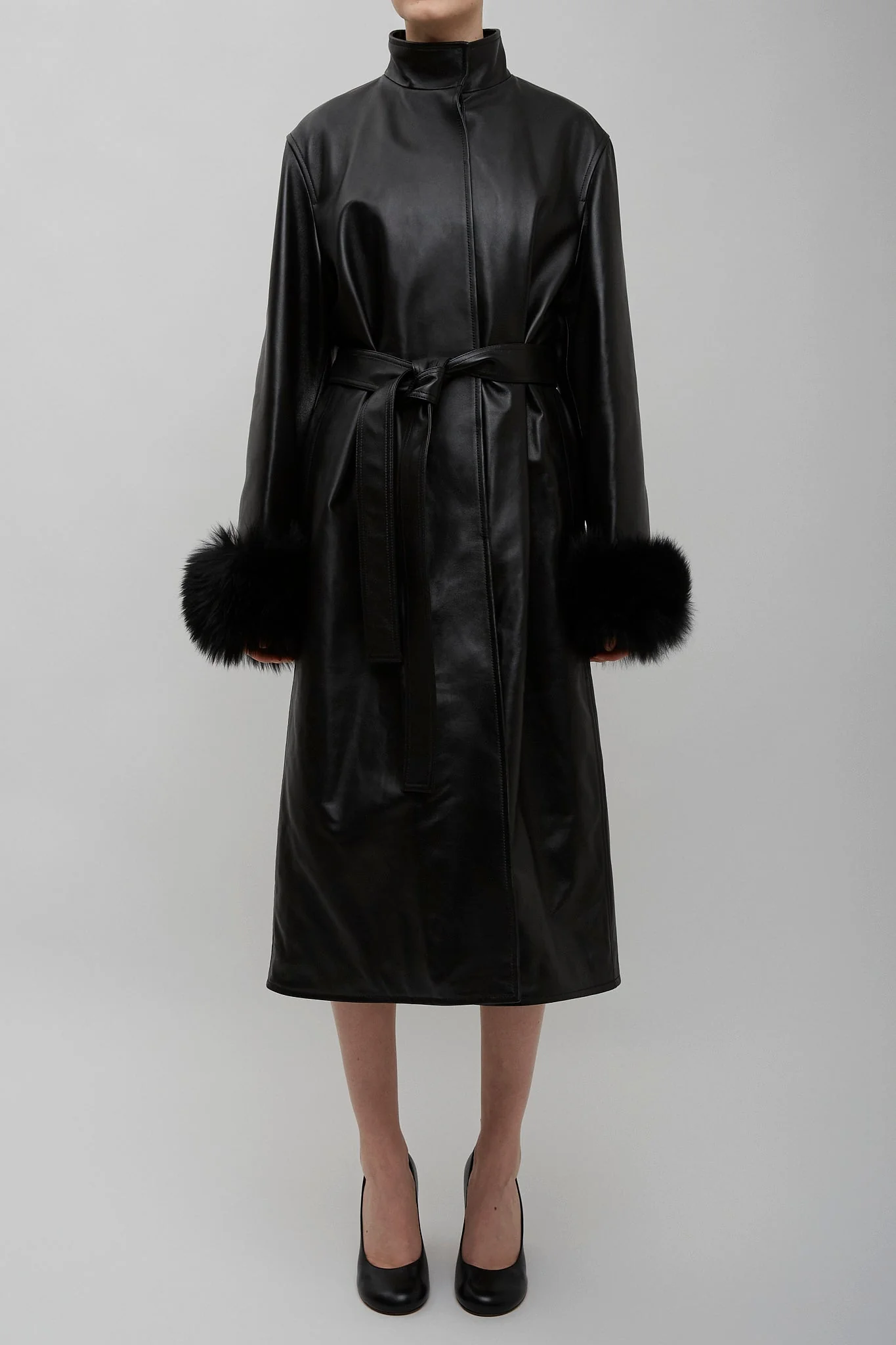 Alaia black leather long coat - Image 2
