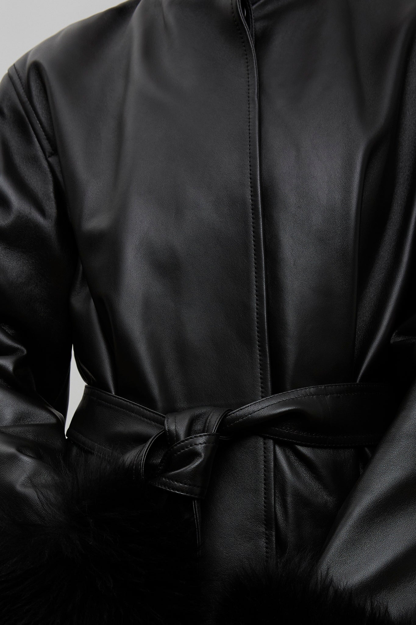 Alaia black leather long coat - Image 4