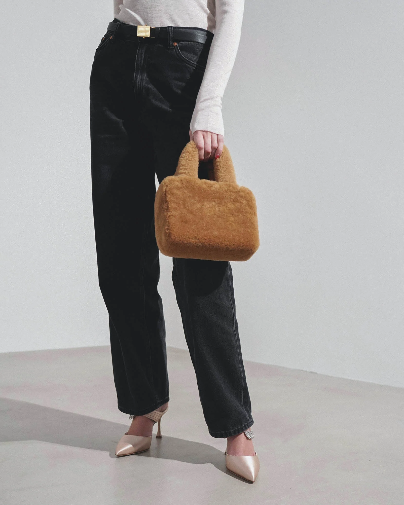 Amini Giuly brown shearling bag - Image 2