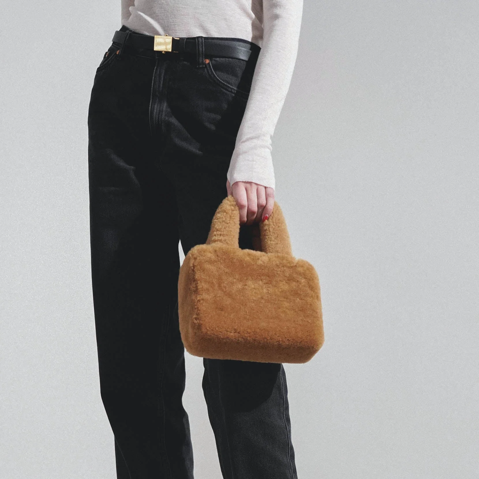 Amini Giuly brown shearling bag - Image 7