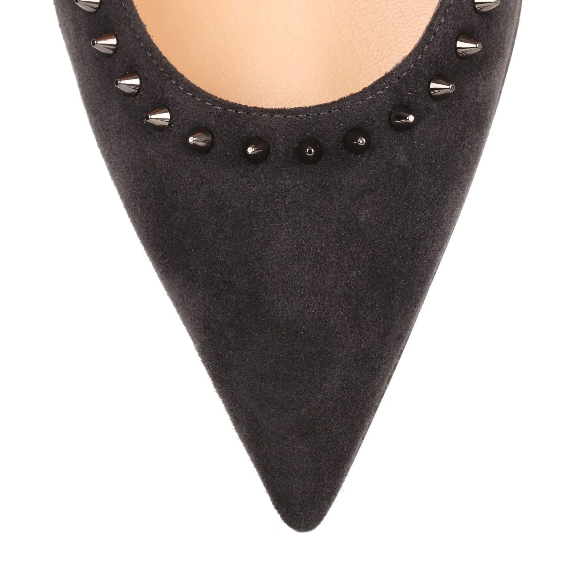 Anjalina grey suede studded flat - Image 4