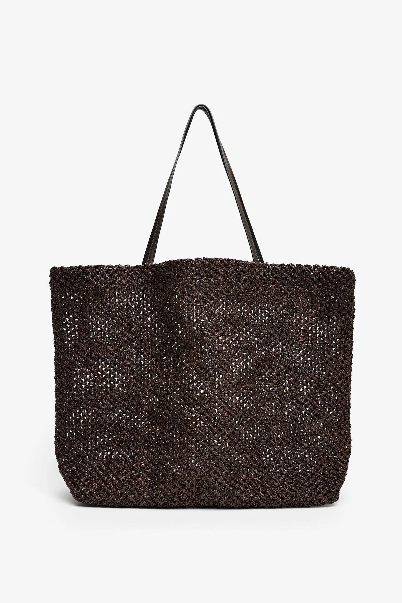 Barn dark brown raffia tote bag