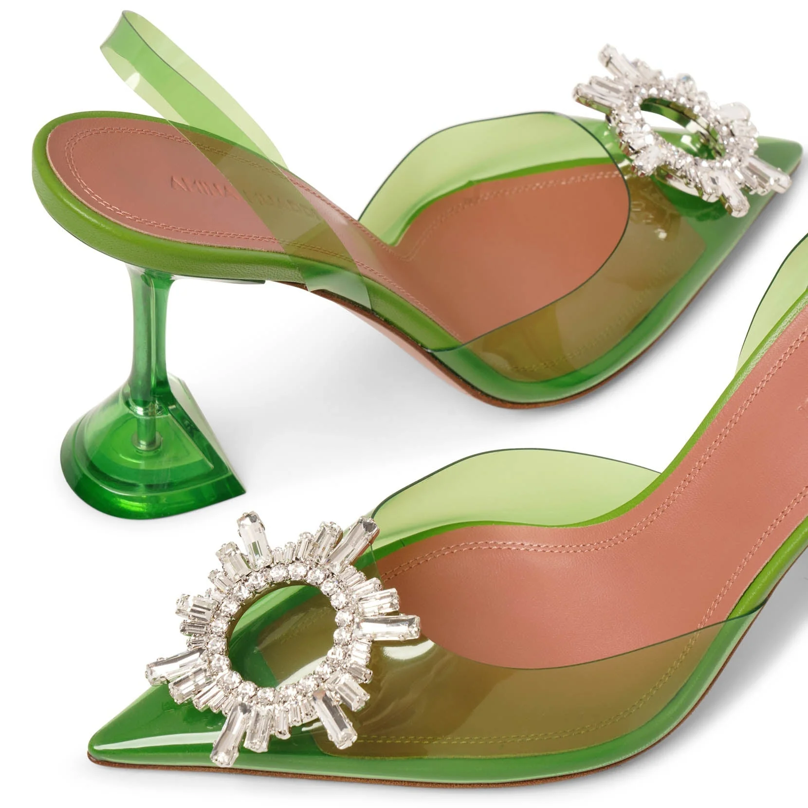 Begum crystal embellished green pvc pumps - Image 5