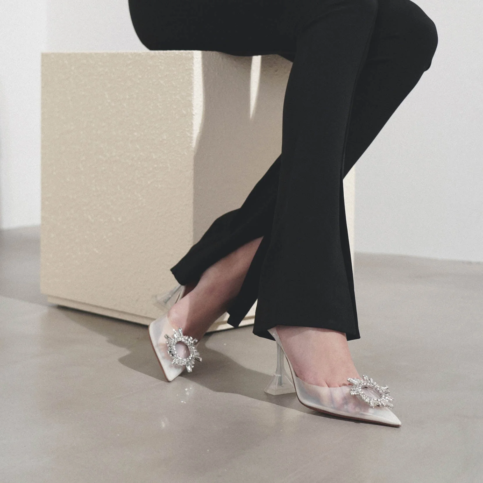 Begum sling 95 beige pvc pumps - Image 6