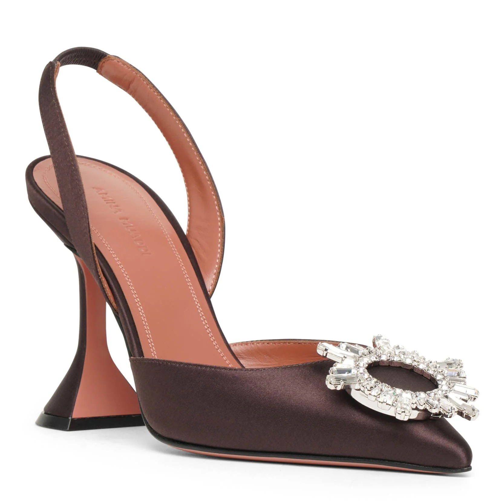 Begum sling 95 dark brown satin pumps - Image 3