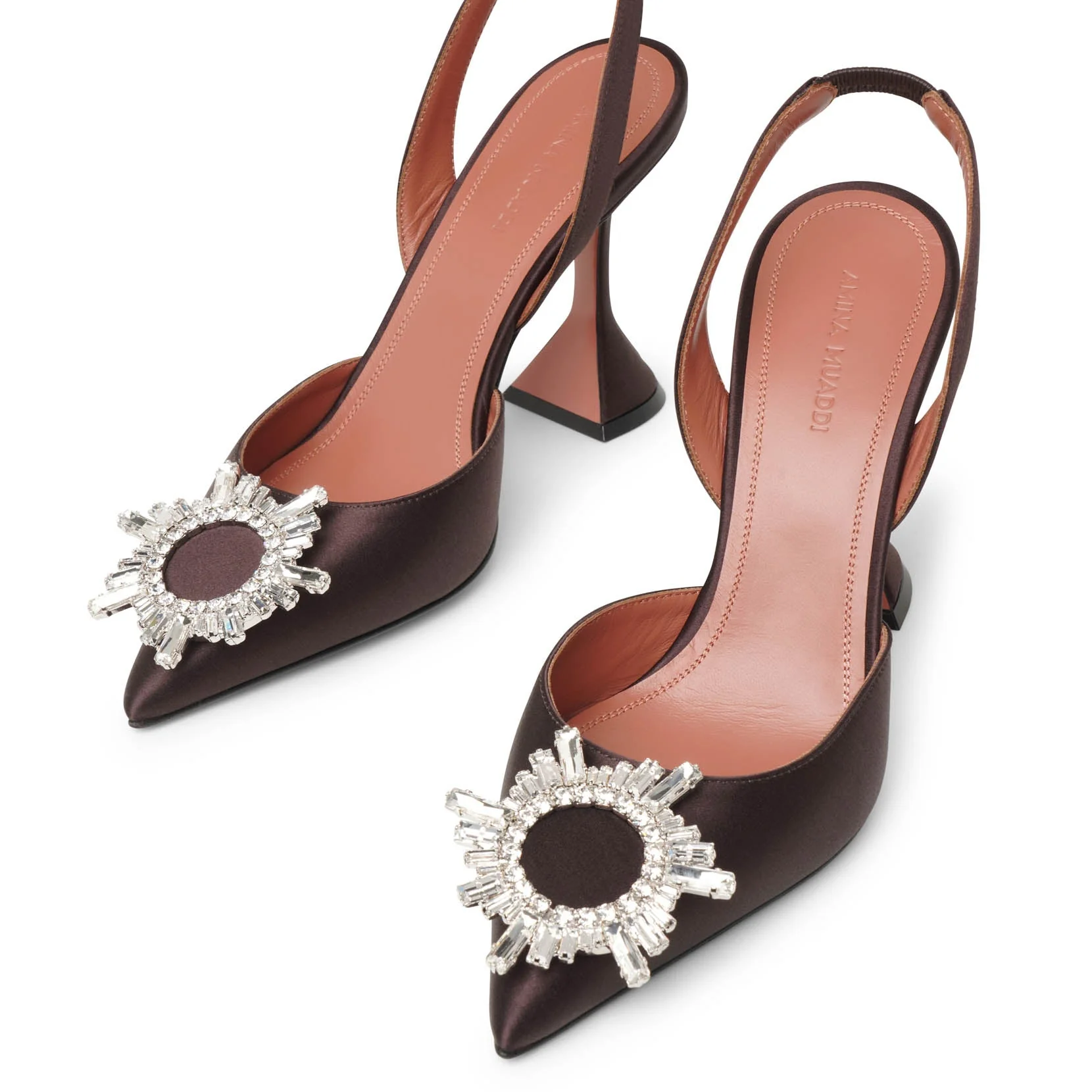 Begum sling 95 dark brown satin pumps - Image 5