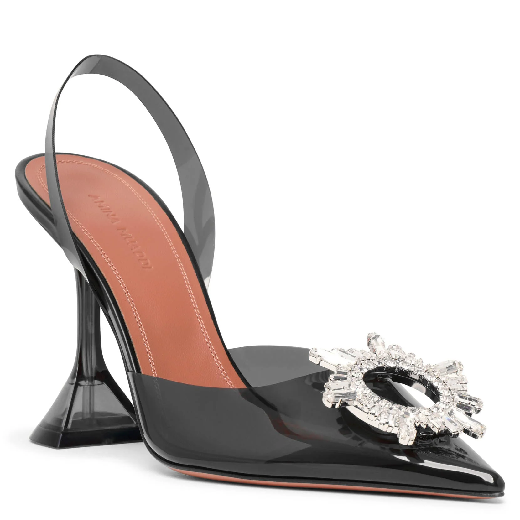 Begum sling crystal embellished black pvc pumps - Image 3