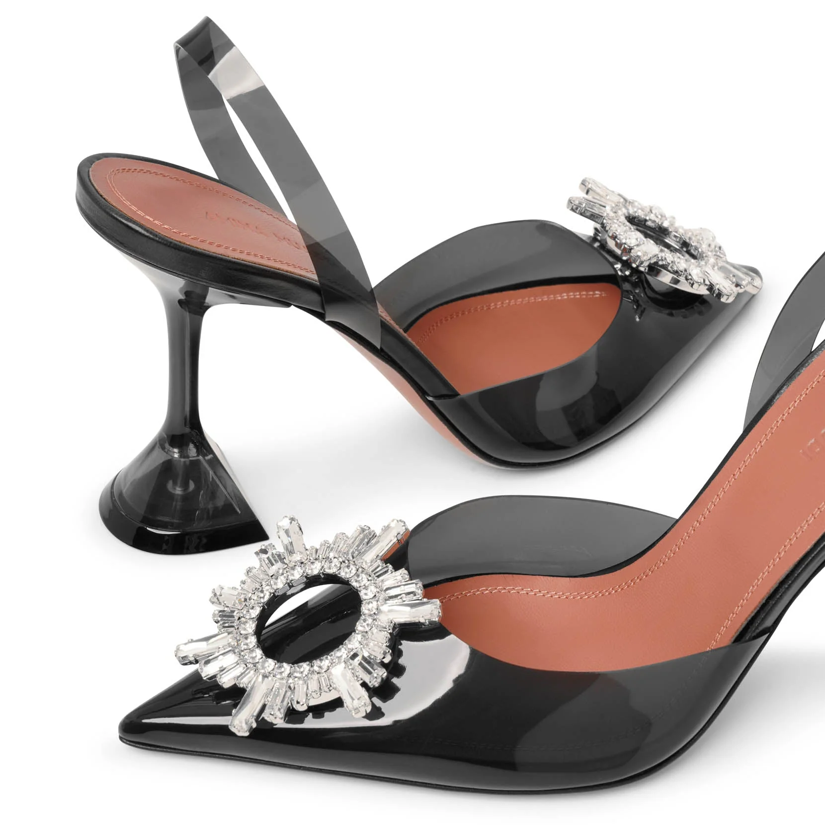 Begum sling crystal embellished black pvc pumps - Image 5