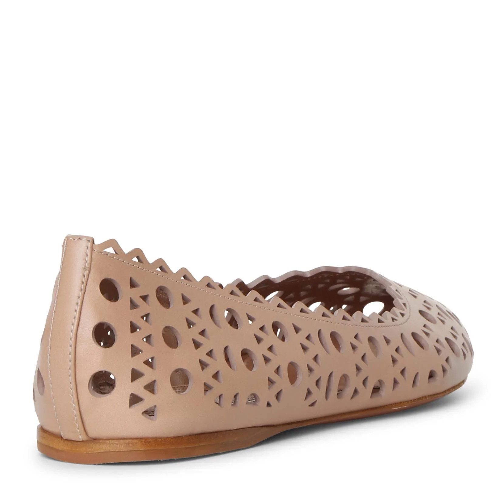 Beige laser cut leather ballet flat - Image 3