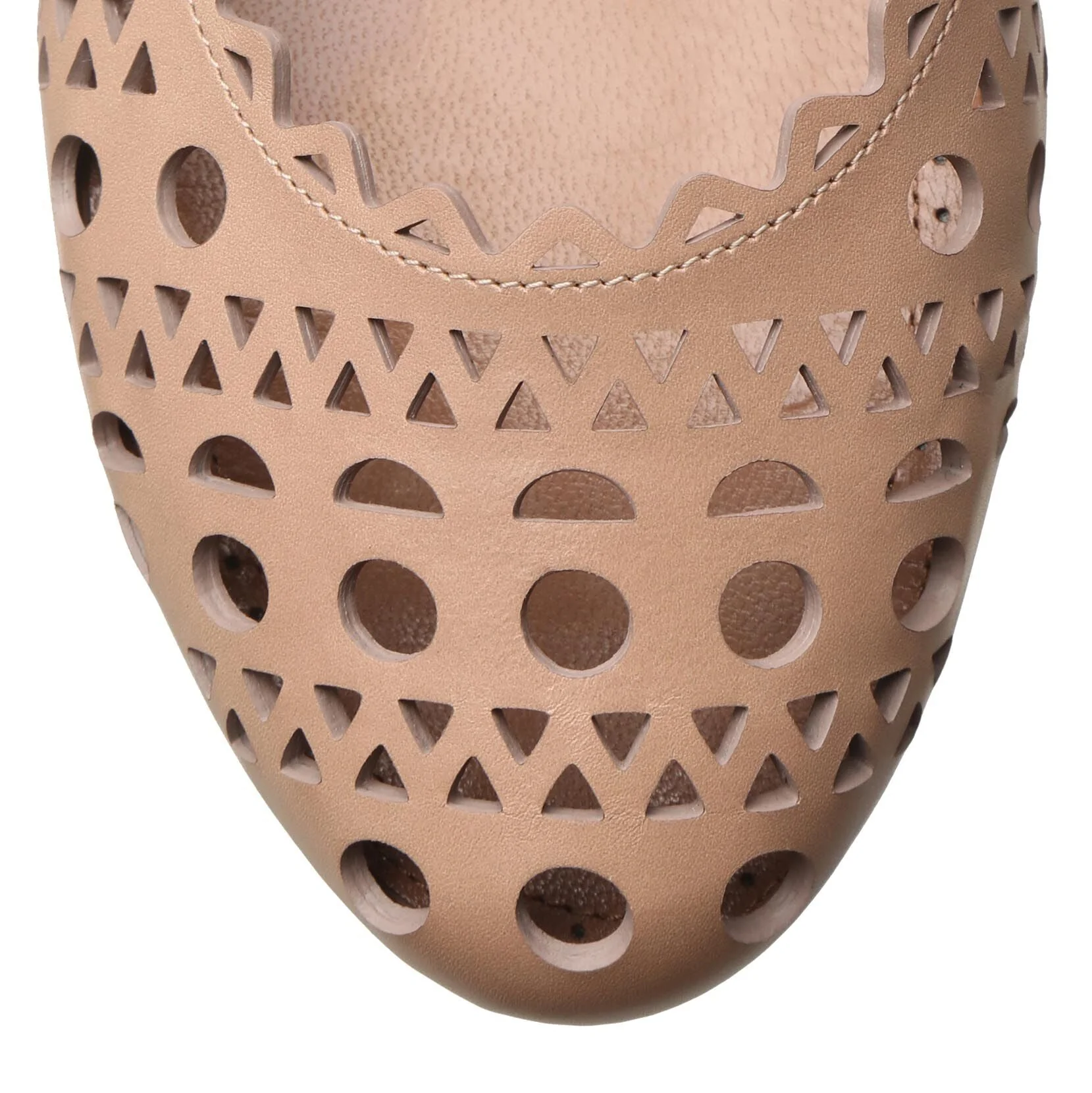 Beige laser cut leather ballet flat - Image 4