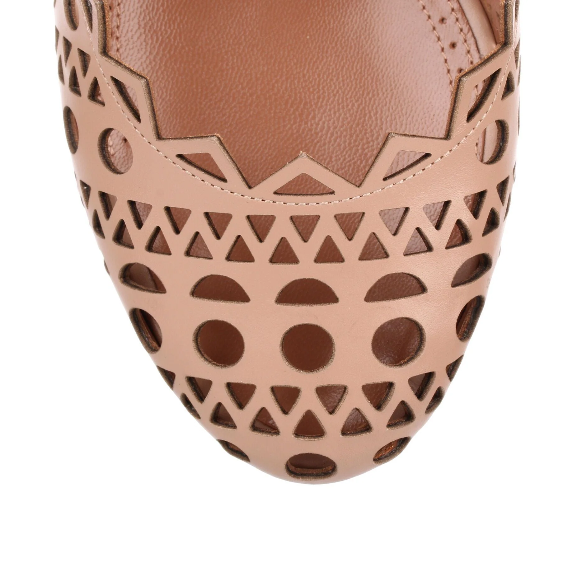 Beige leather laser-cut pump - Image 4