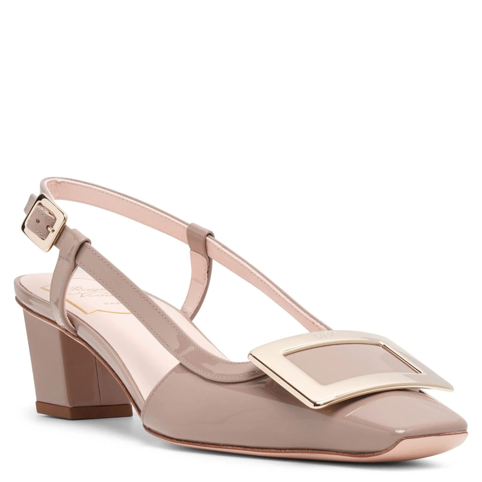 Belle Vivier 45 beige metal buckle slingbacks - Image 3