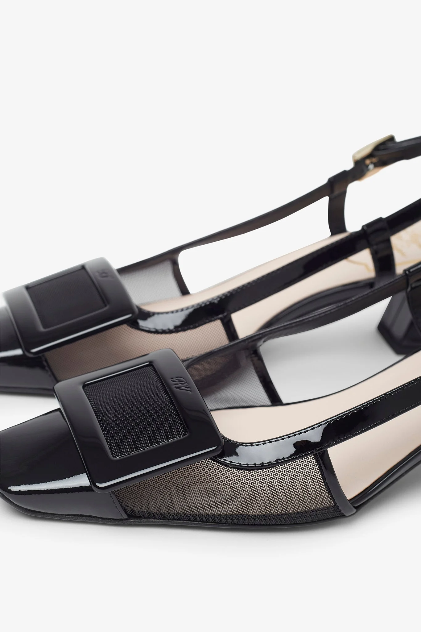 Belle Vivier 45 black mesh slingback pumps - Image 4