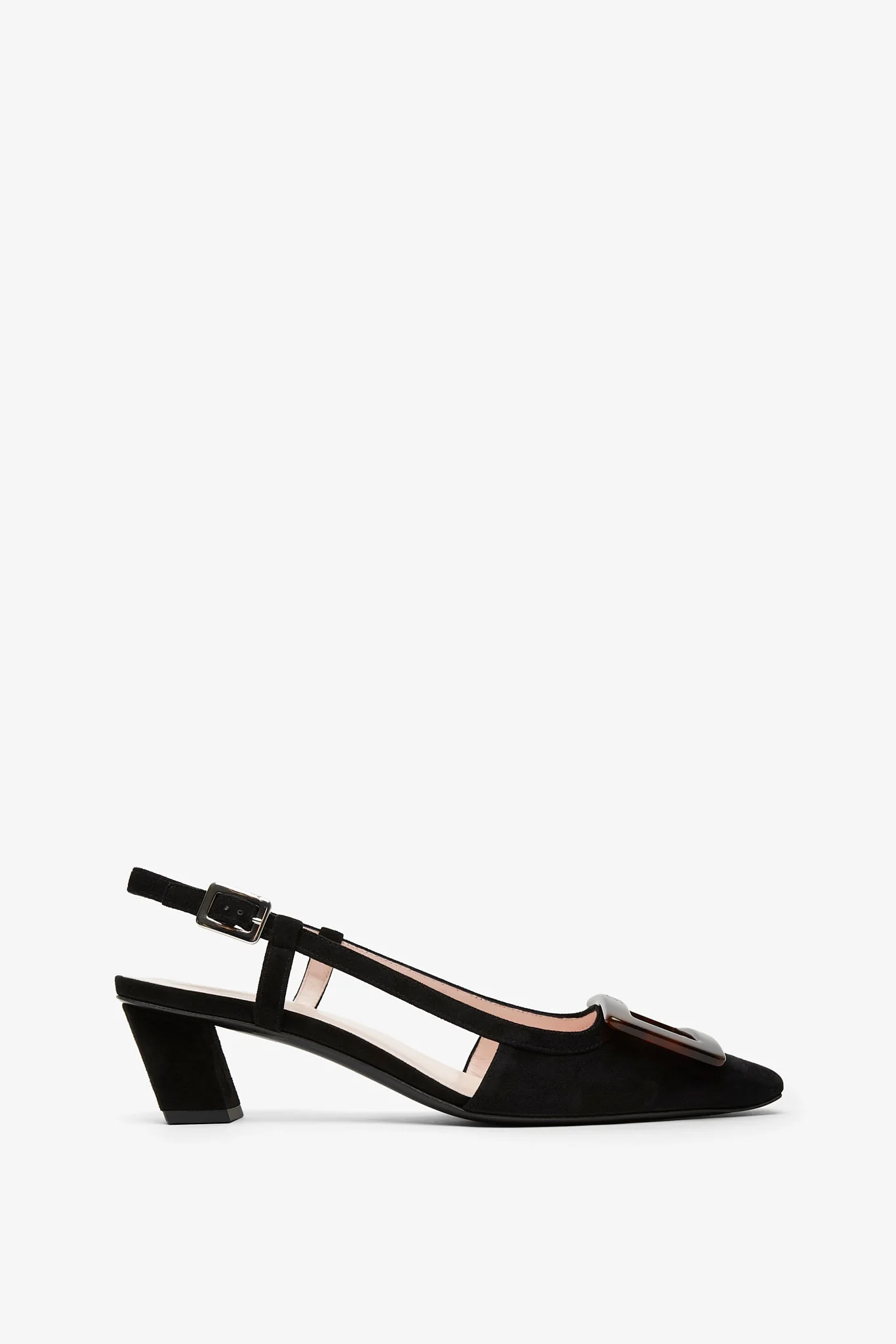 Belle Vivier black turtle sling backs