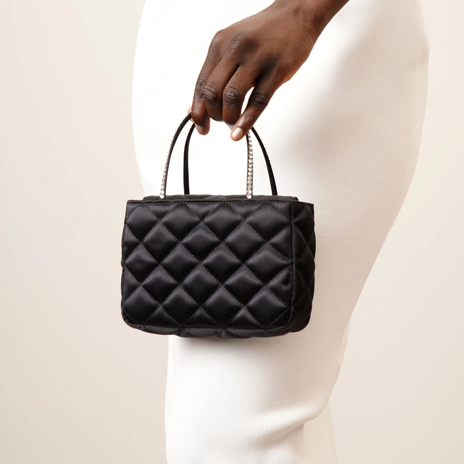 Betty black satin tote bag - Image 6