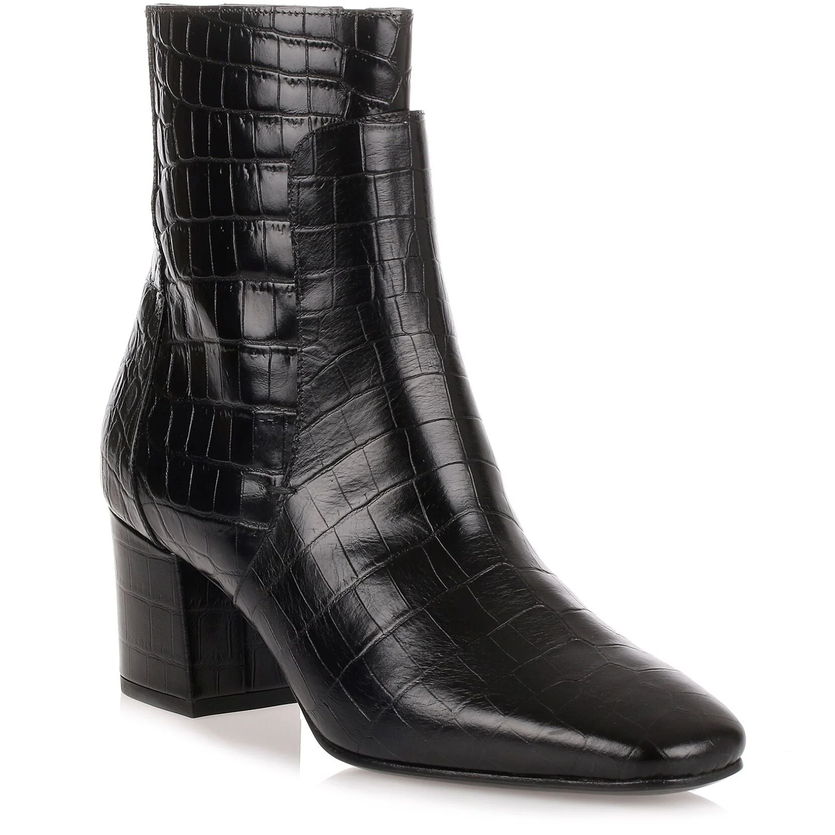 Black croc-embossed ankle boot - Image 2