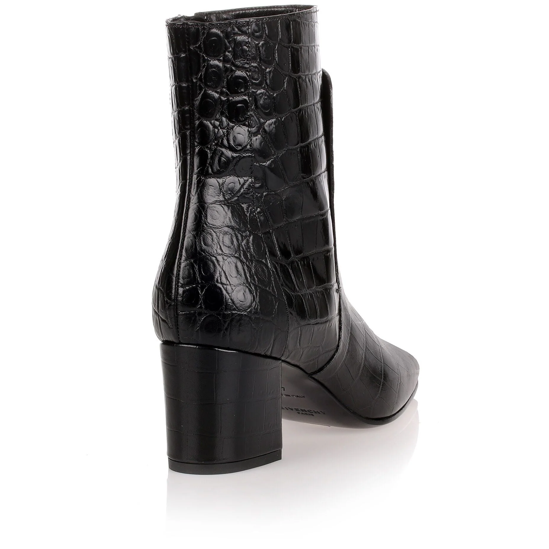 Black croc-embossed ankle boot - Image 3