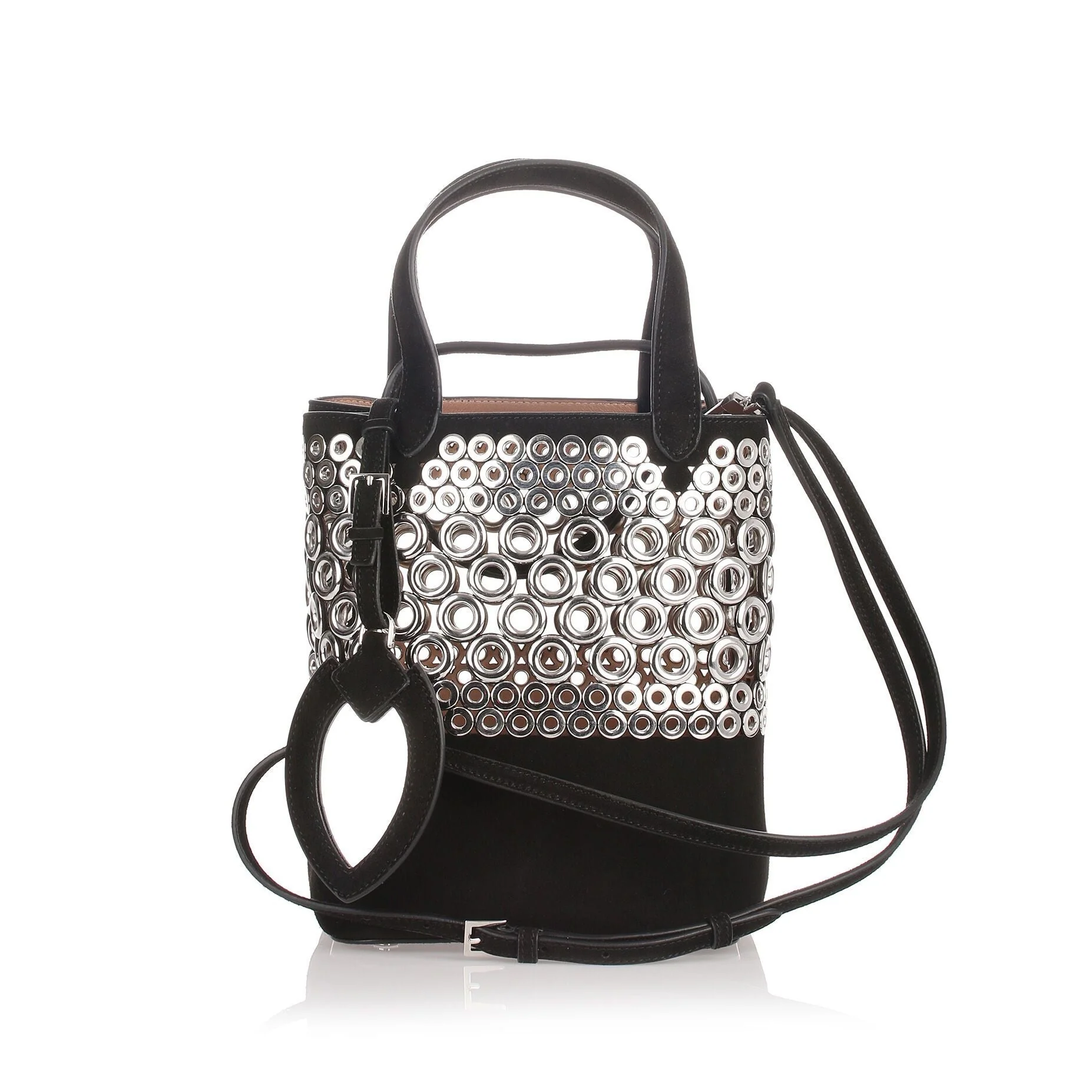Black eyelet suede bag - Image 2
