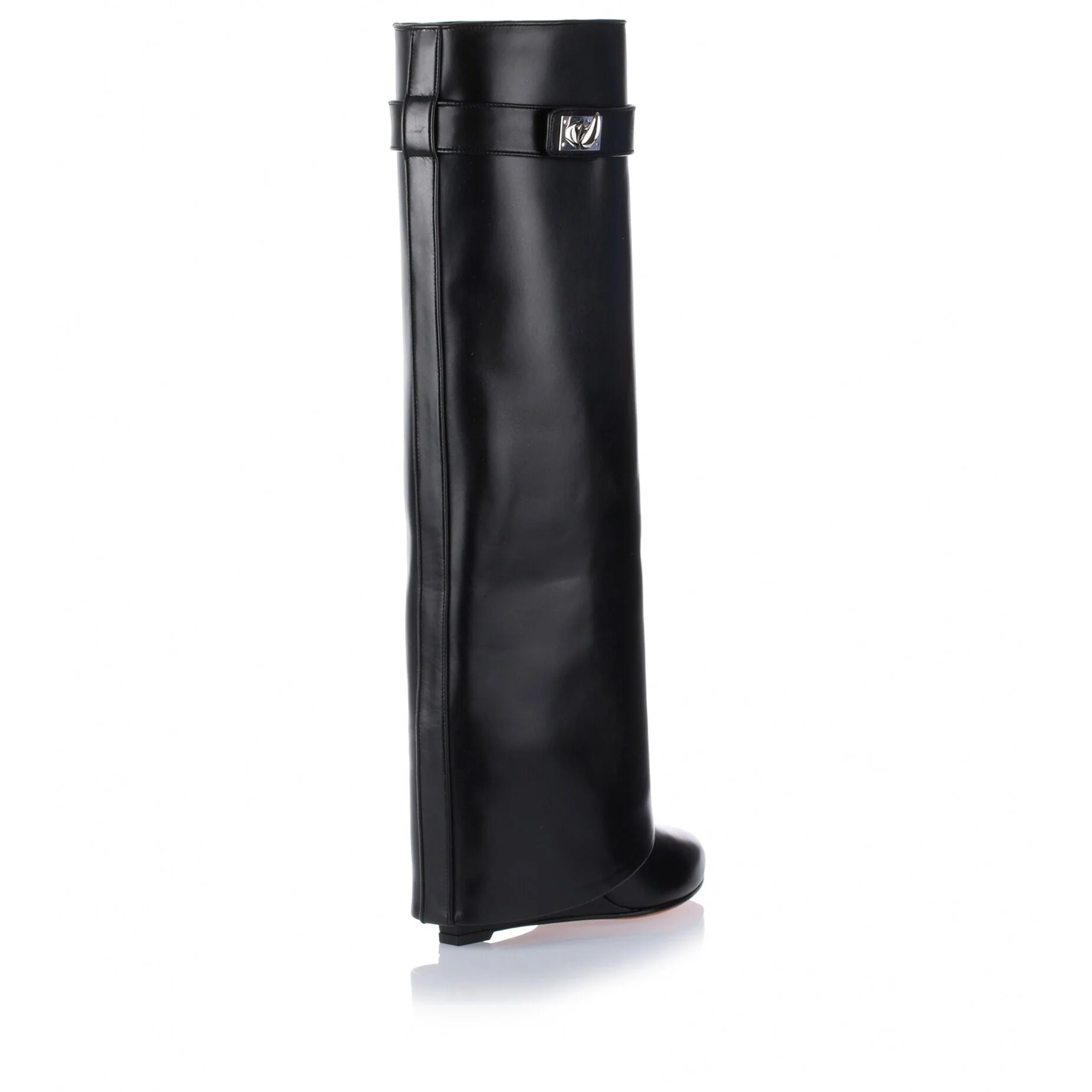 Black fold-over shark lock knee boot - Image 3