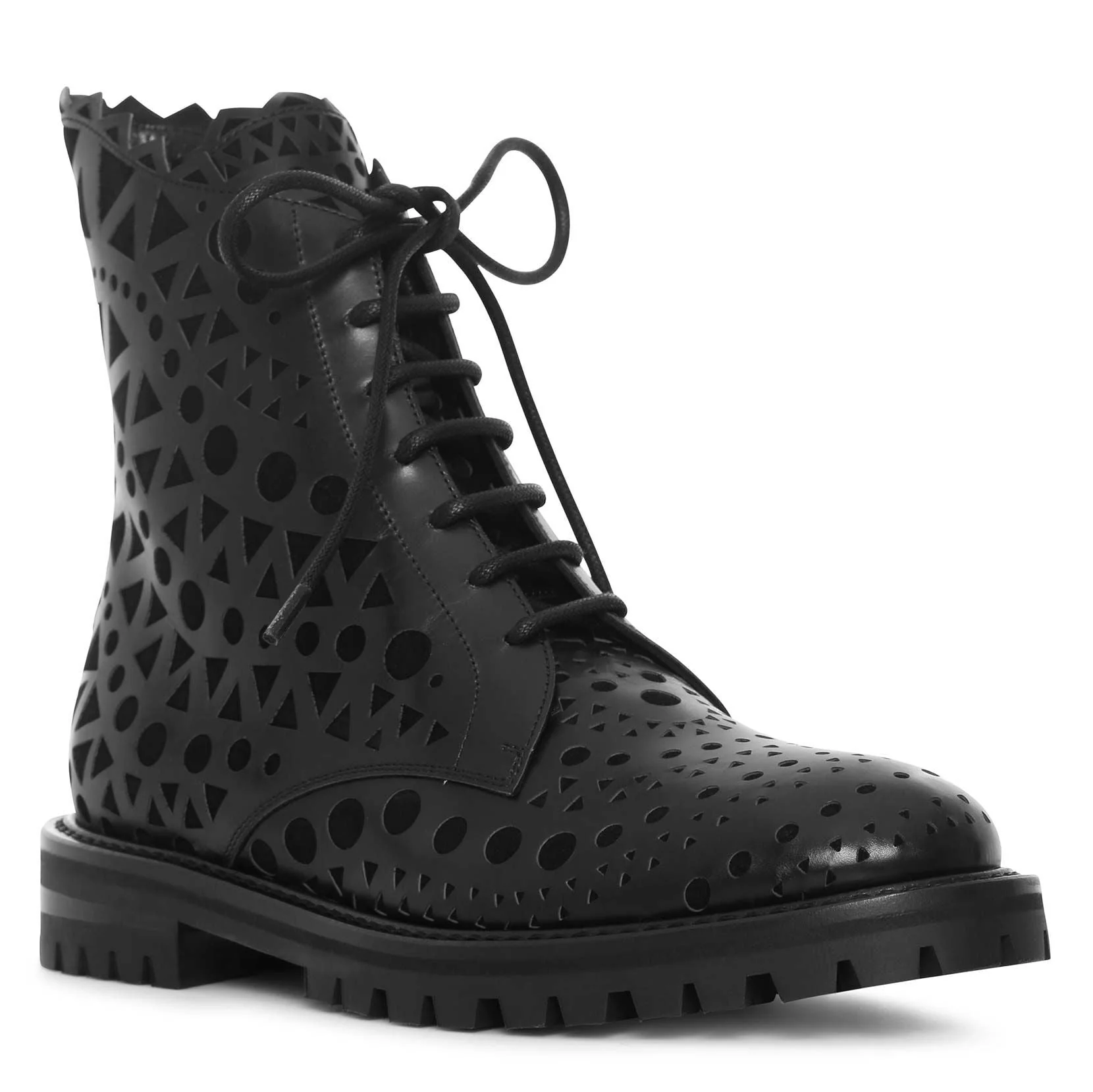 Black laser cut flat boots - Image 2