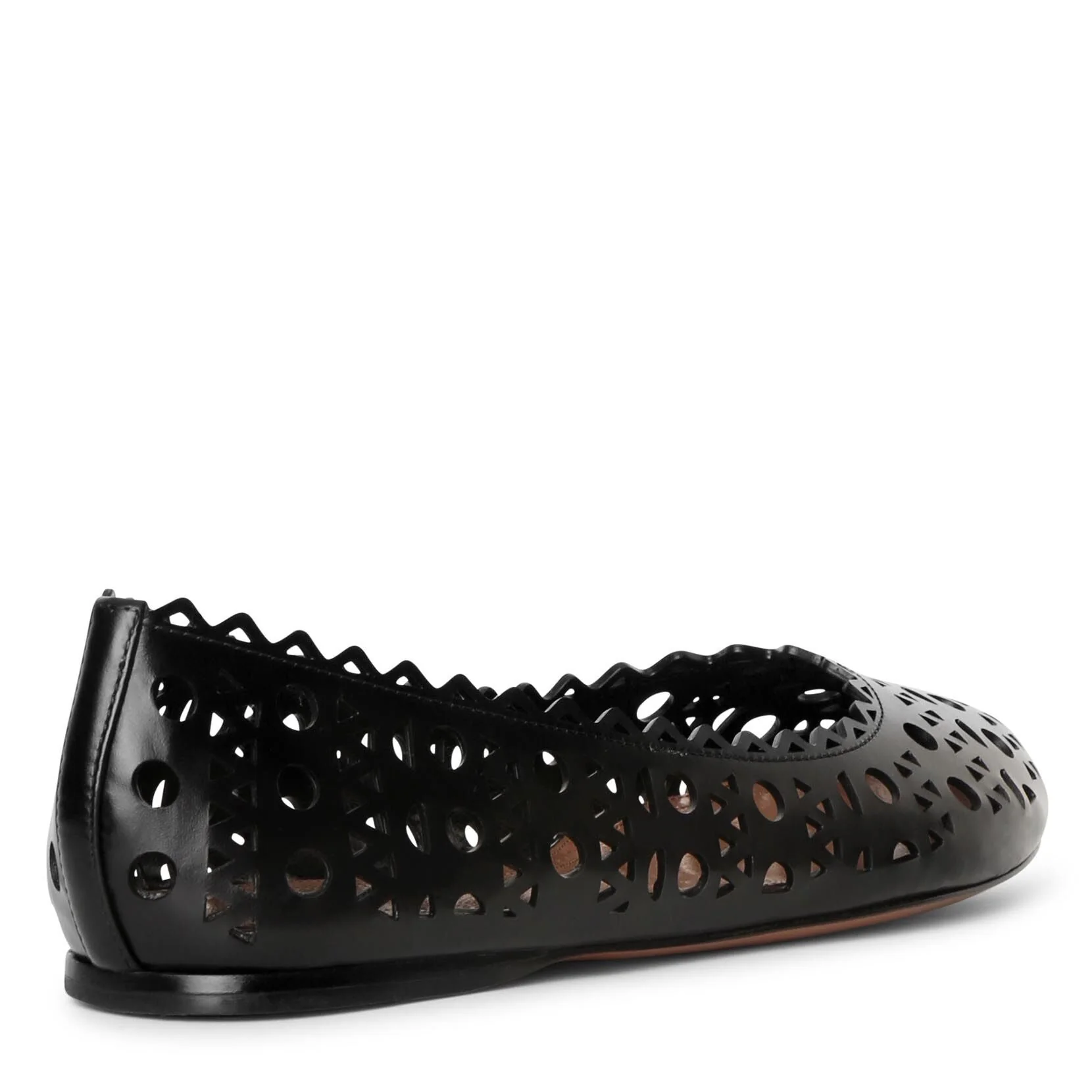 Black laser cut leather ballet flat - Image 3