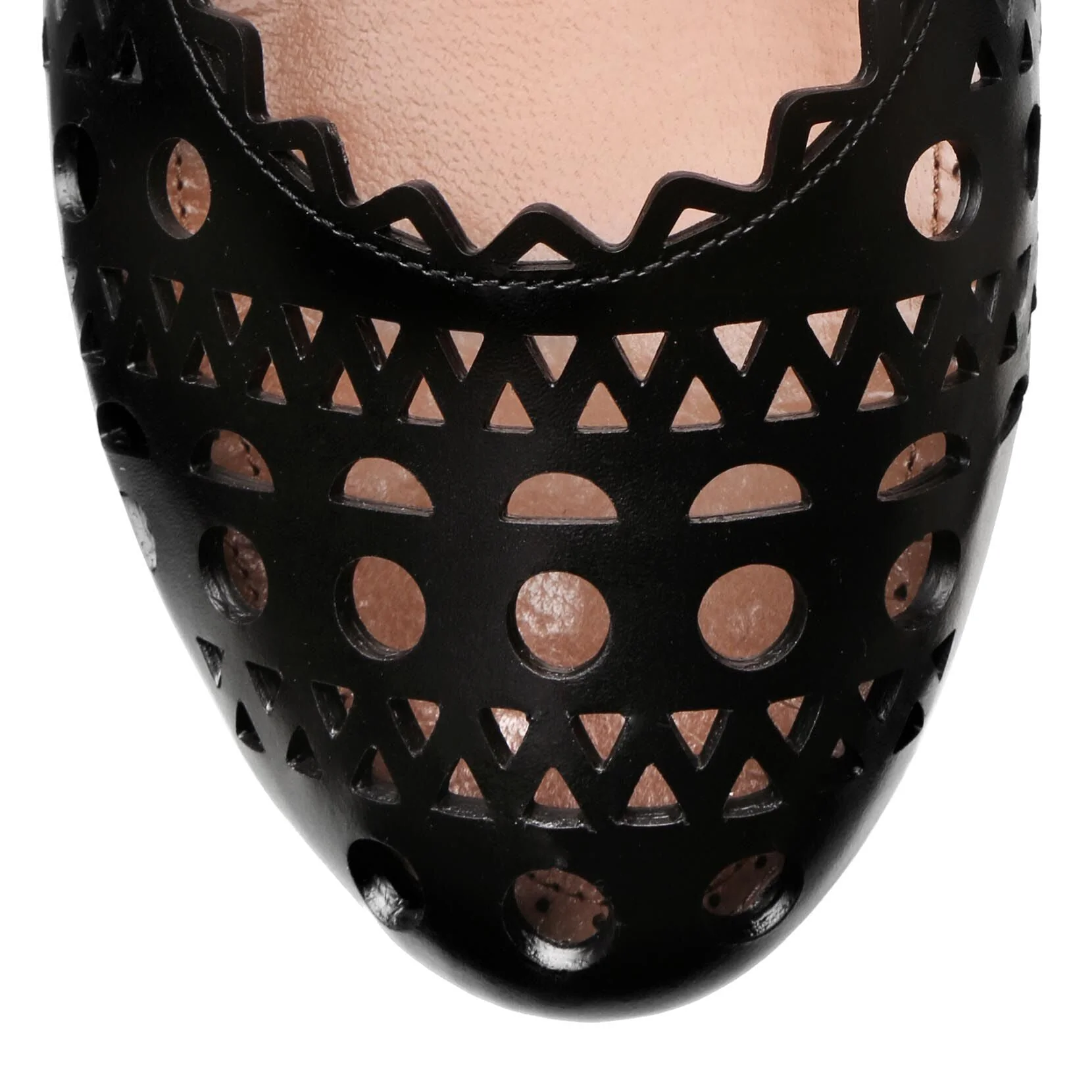 Black laser cut leather ballet flat - Image 4