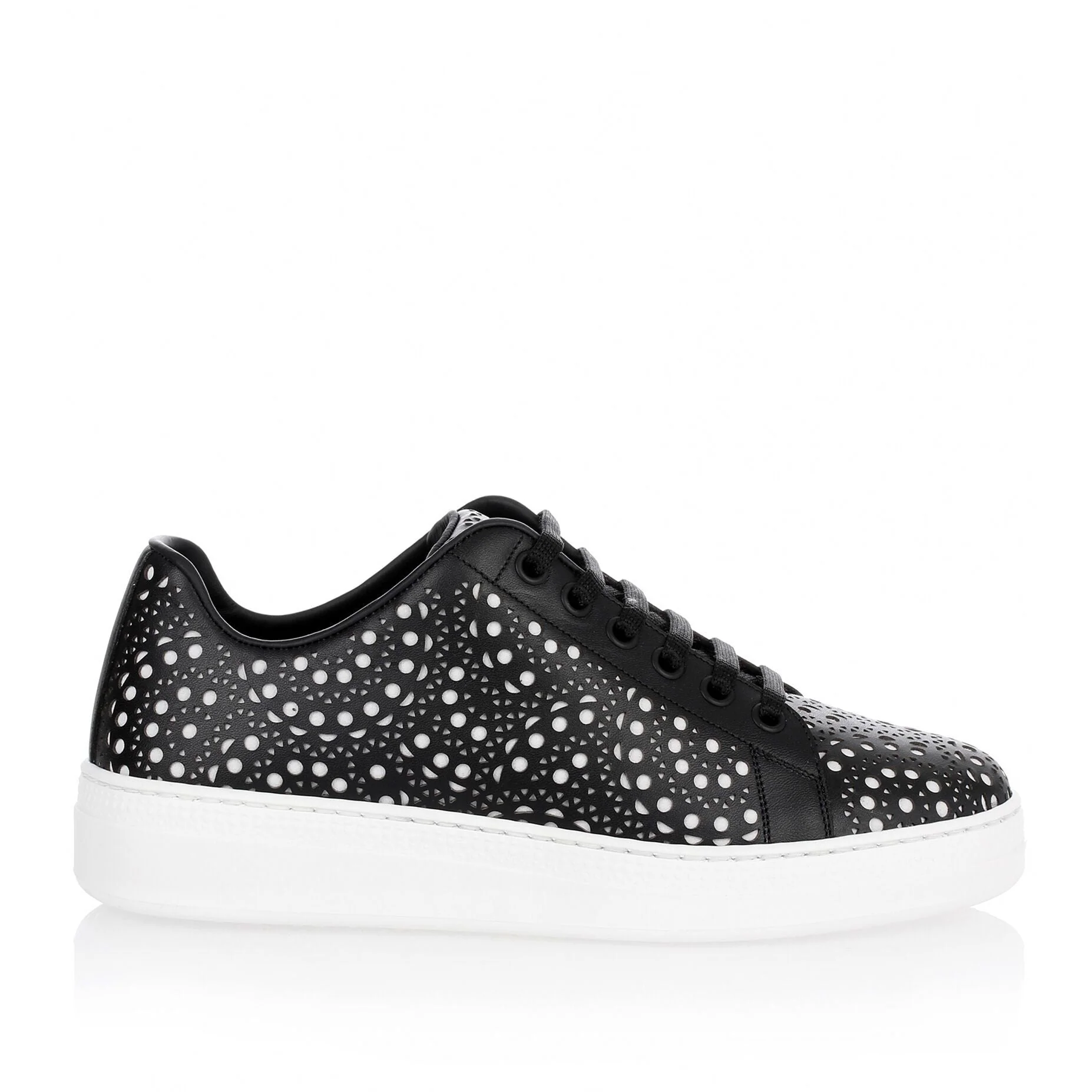Black laser-cut sneaker