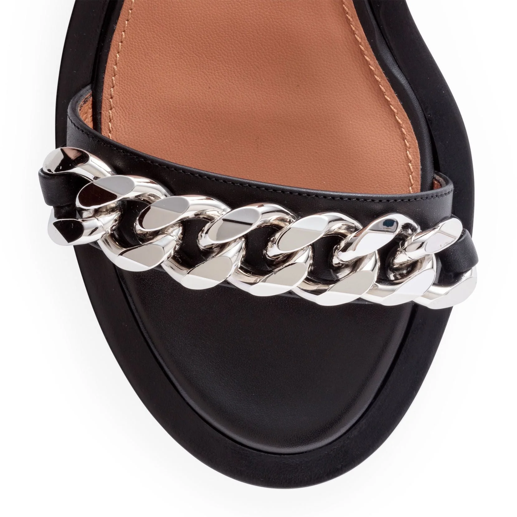 Black leather 2 chain flat sandals - Image 4
