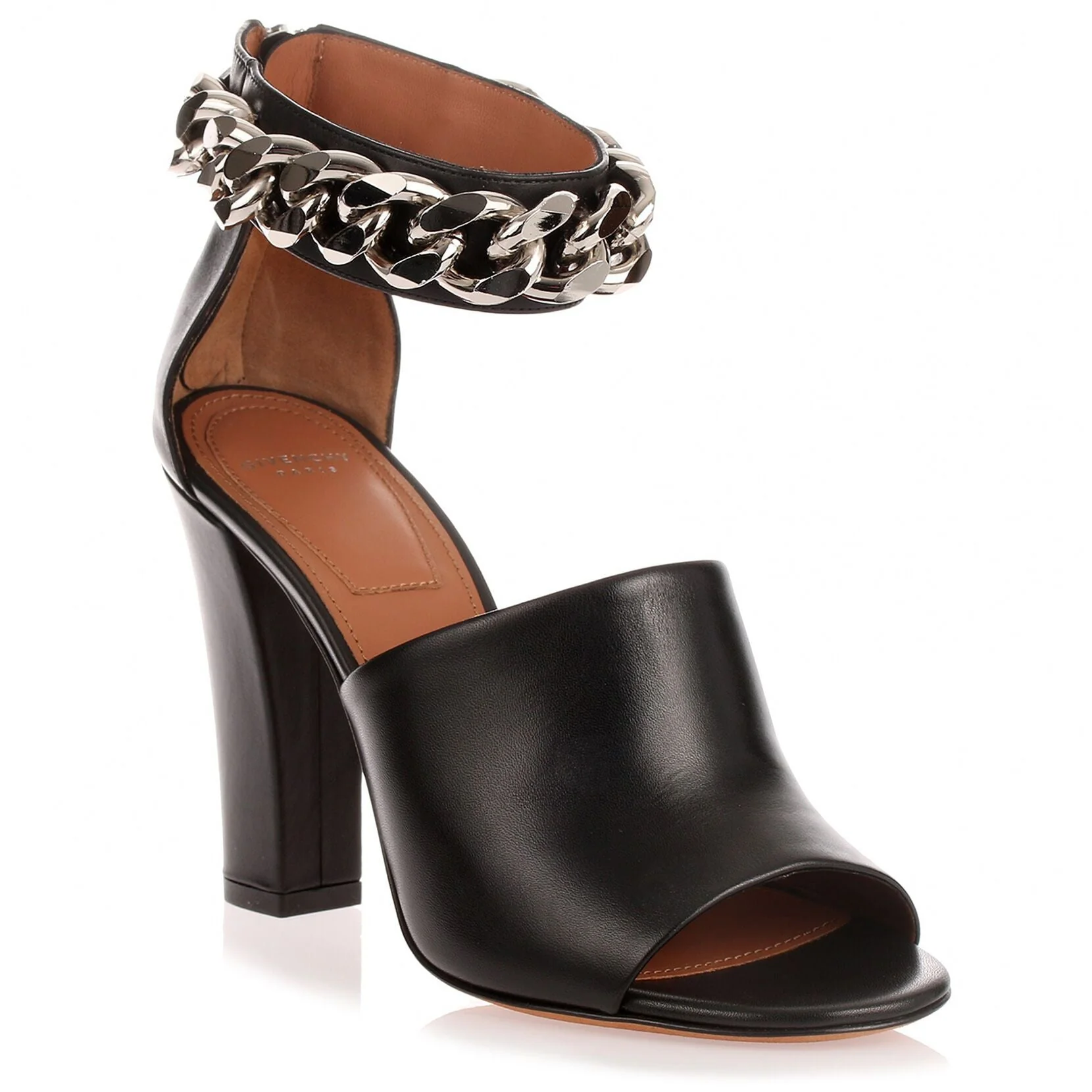 Black leather ankle chain sandal - Image 2