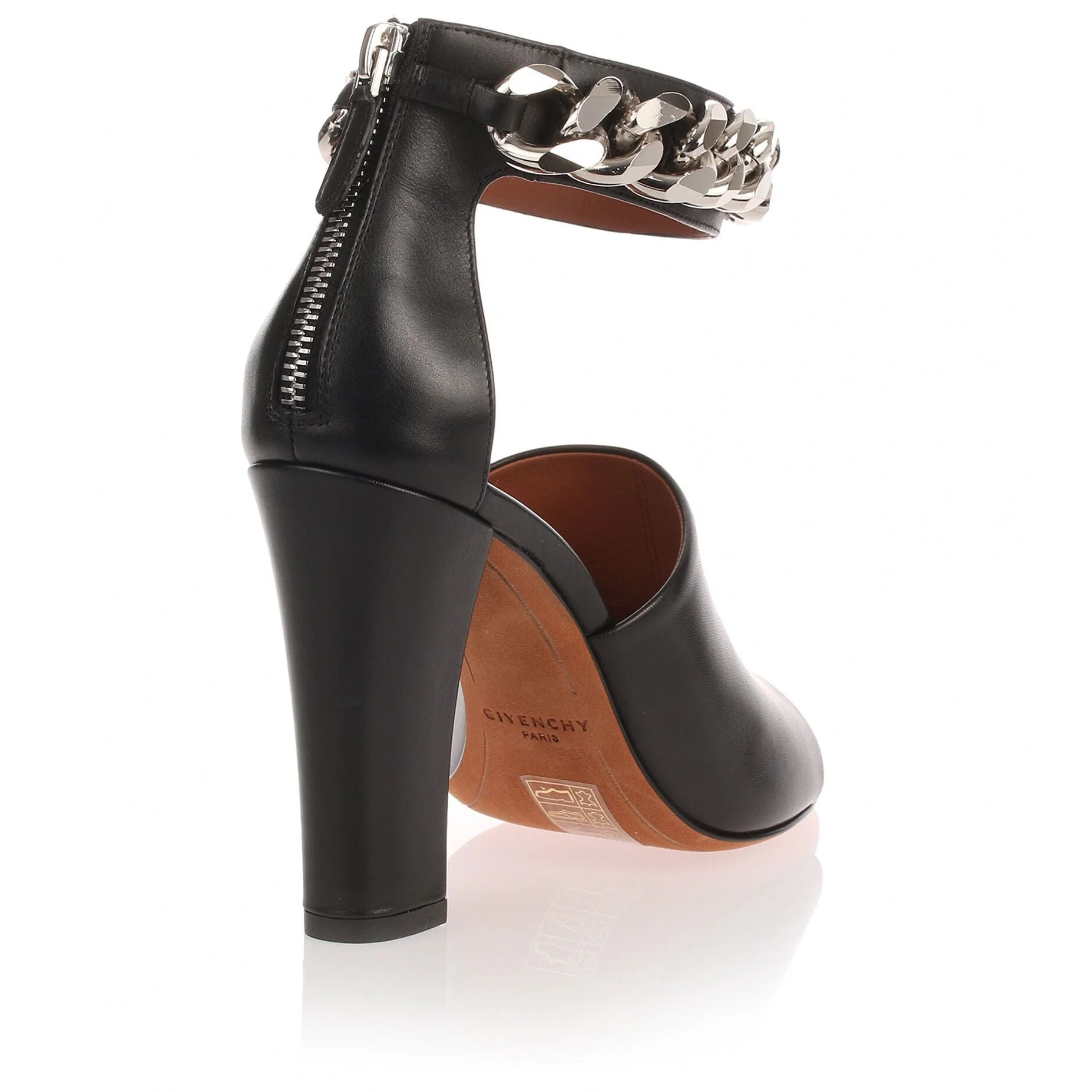 Black leather ankle chain sandal - Image 3