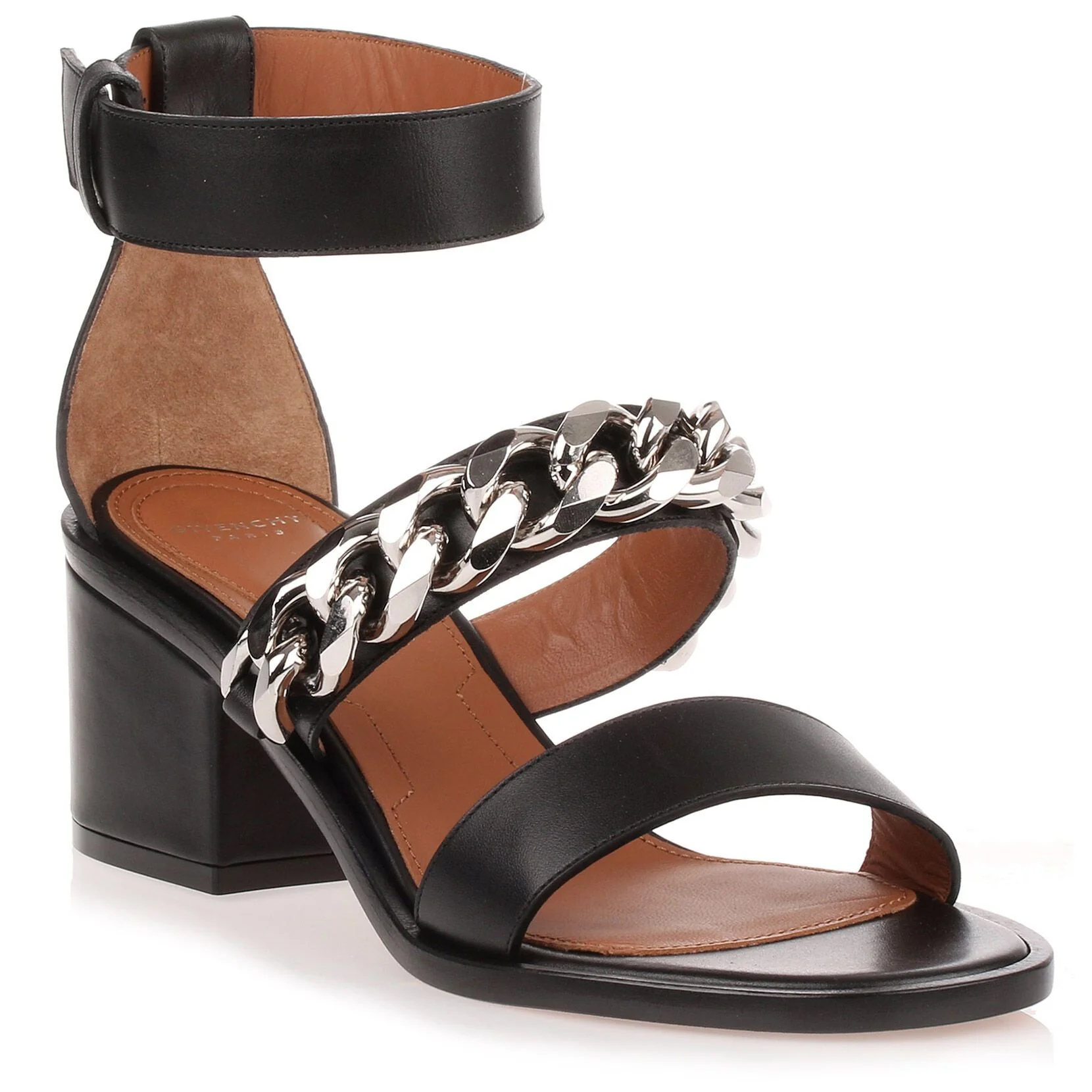 Black leather chain sandal - Image 2