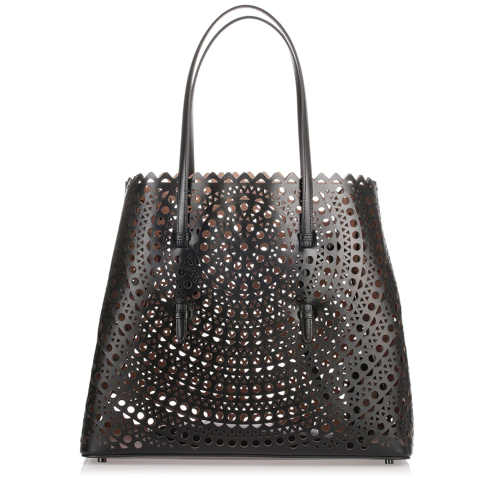 Black leather cut-out bag