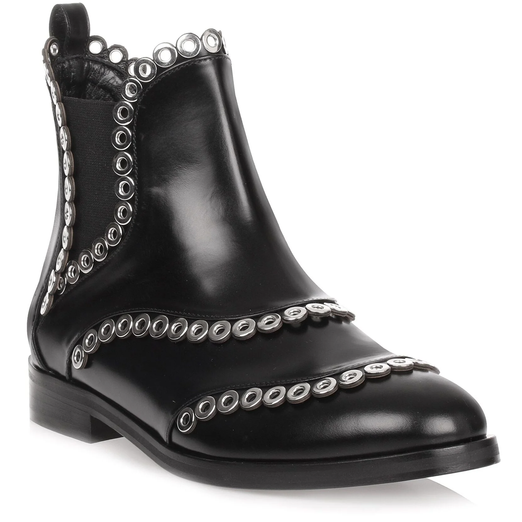 Black leather eyelet Chelsea boot - Image 2