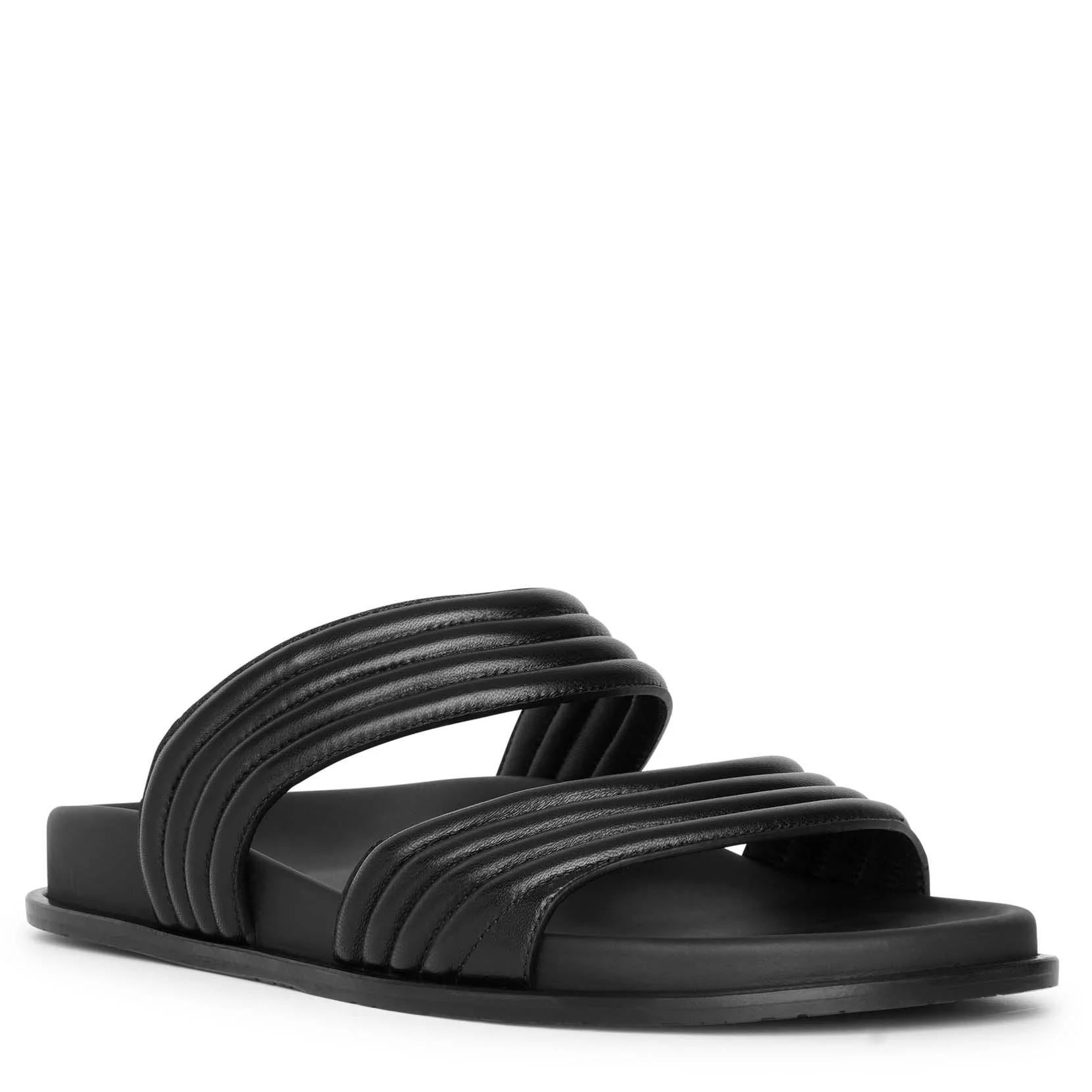 Black leather flat sandals - Image 2