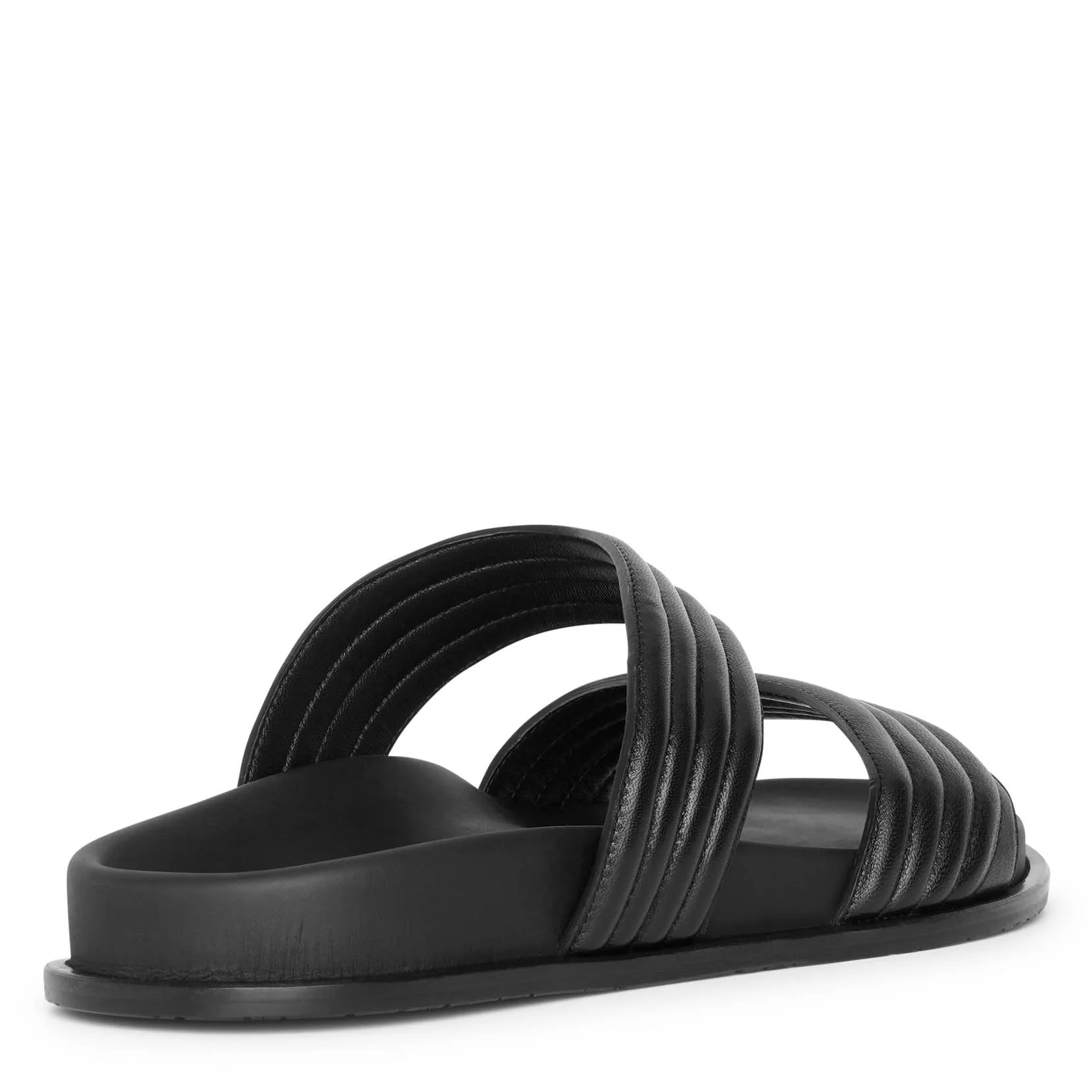 Black leather flat sandals - Image 3