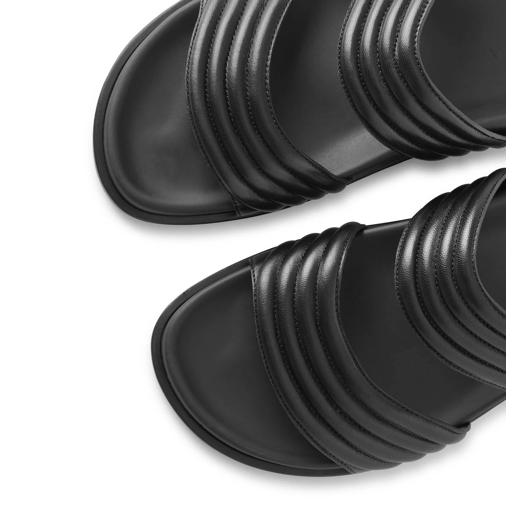 Black leather flat sandals - Image 4