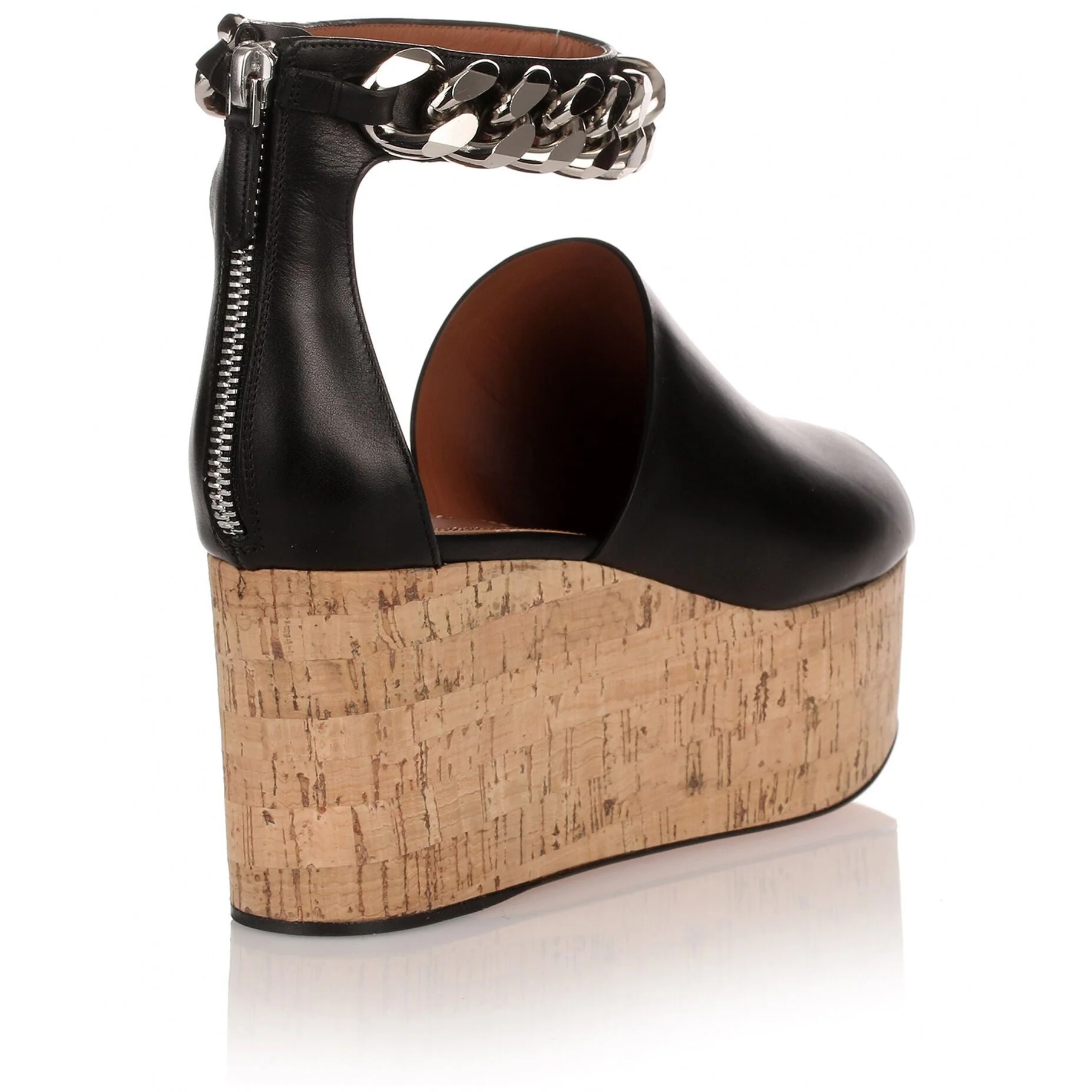 Black leather platform cork sandal - Image 3