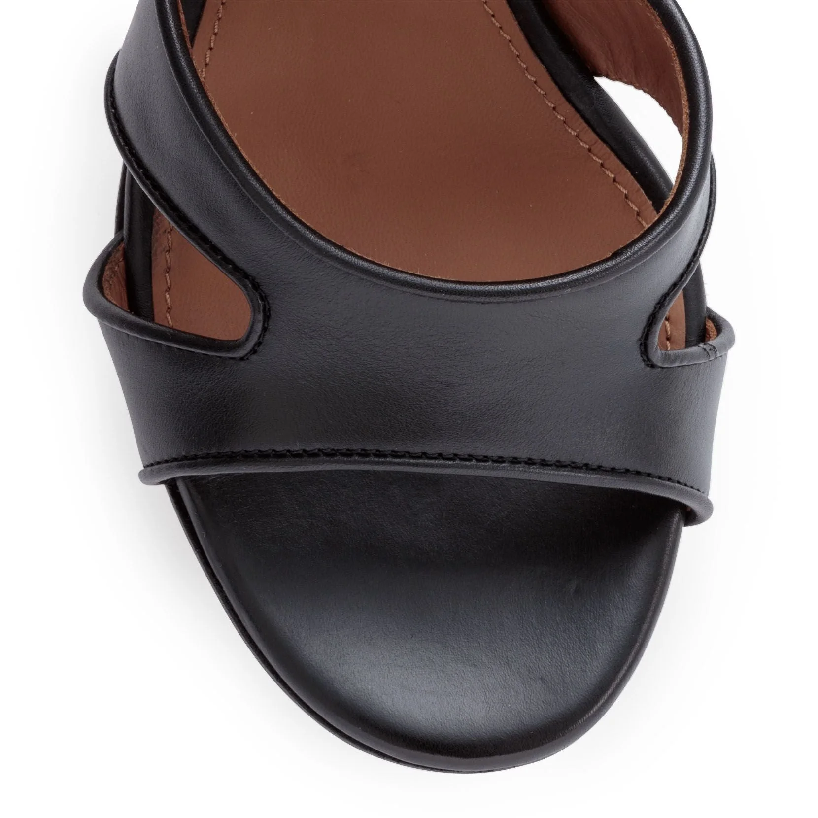 Black leather shark-lock sandals - Image 4