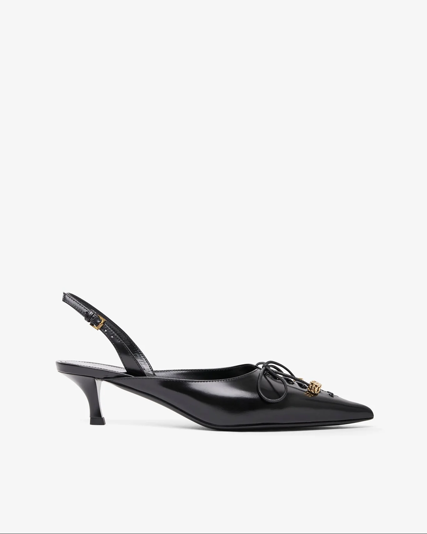 Black leather slingblacks