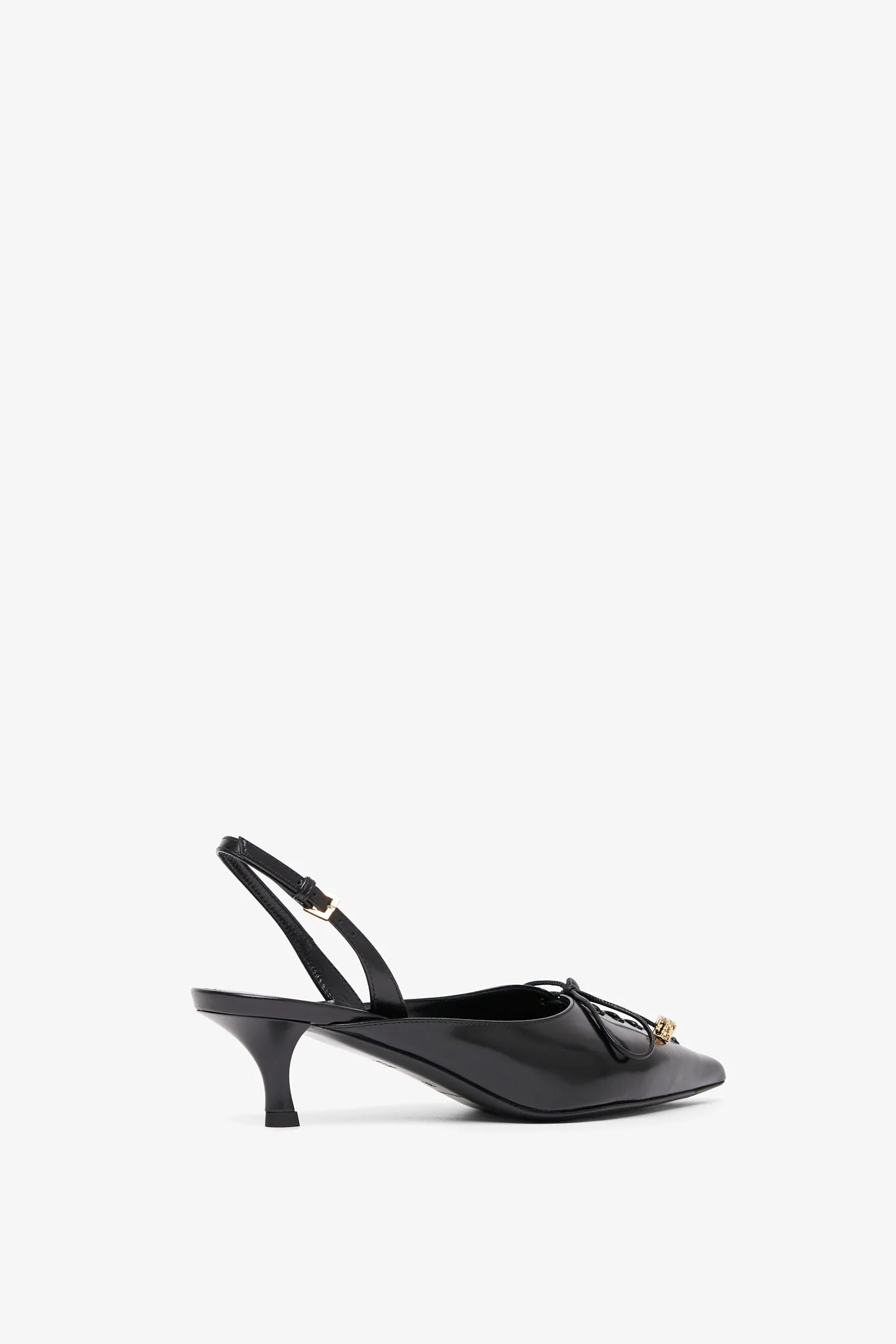 Black leather slingblacks - Image 3