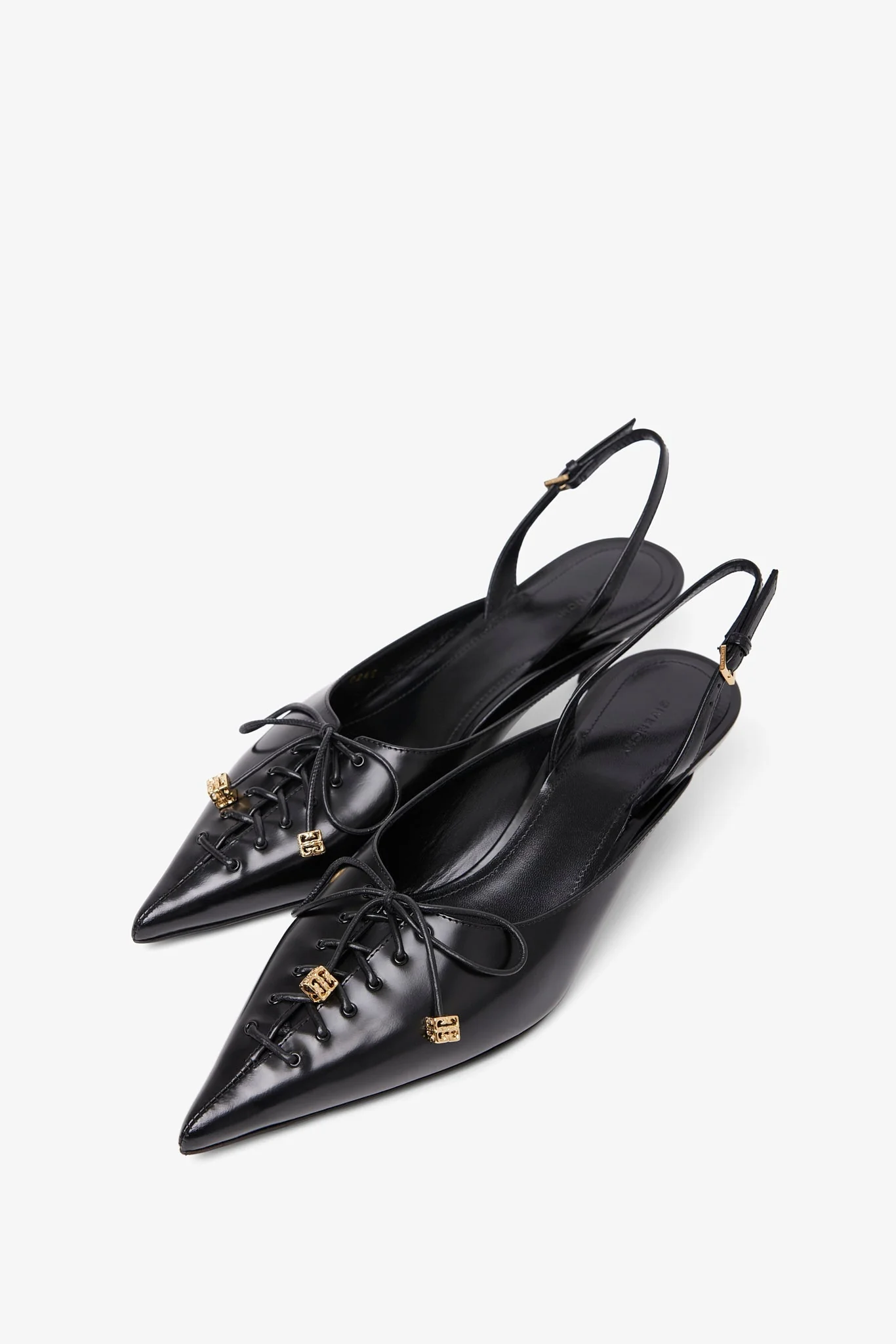 Black leather slingblacks - Image 5