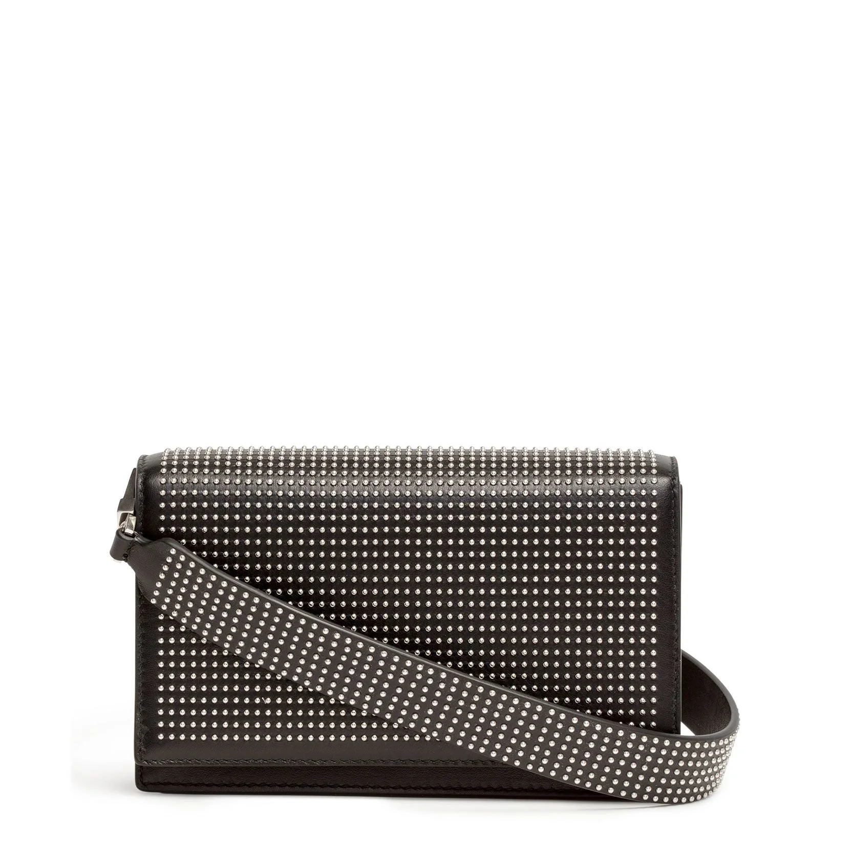 Black leather studded cross-body bag - Image 2