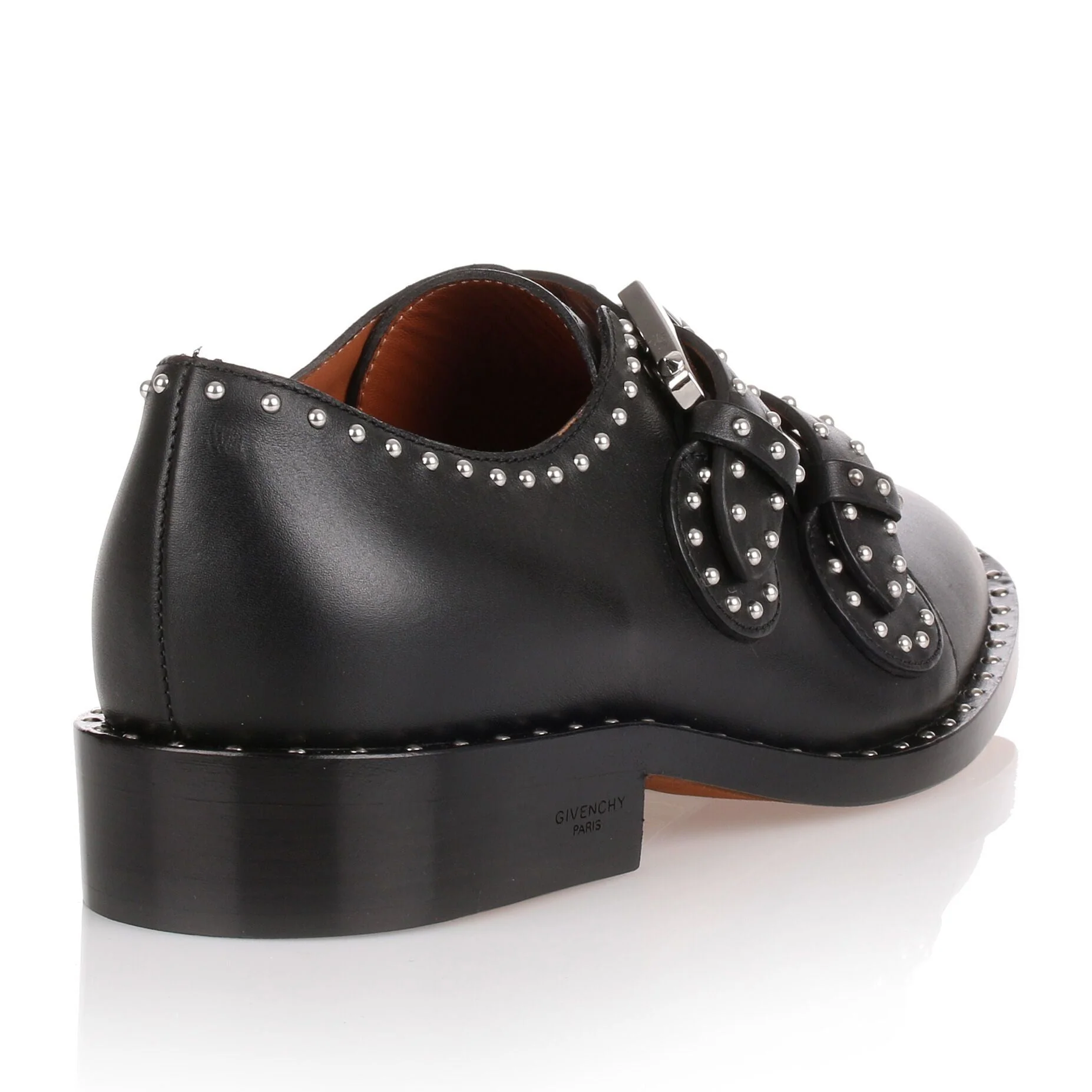 Black leather studded flat - Image 3