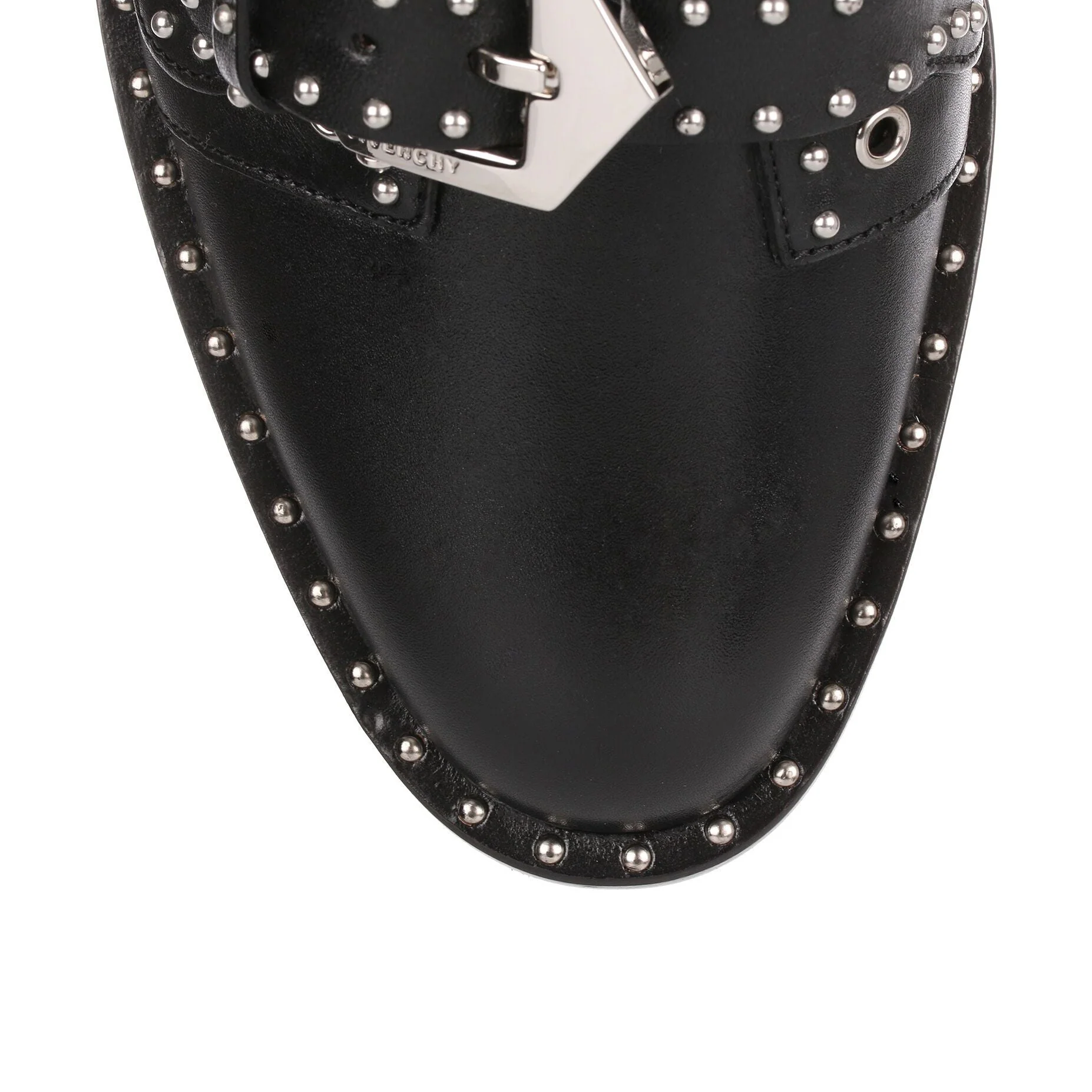 Black leather studded flat - Image 4