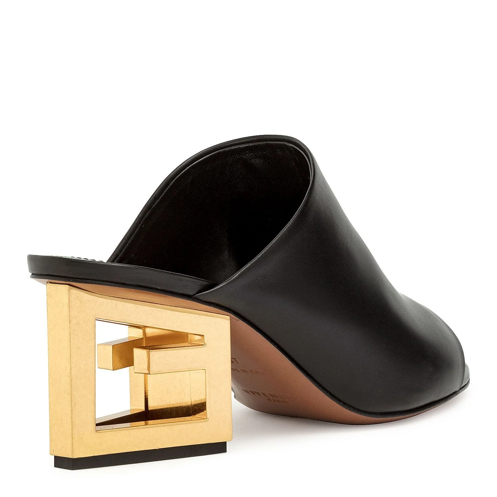 Black leather Triangle mules - Image 3