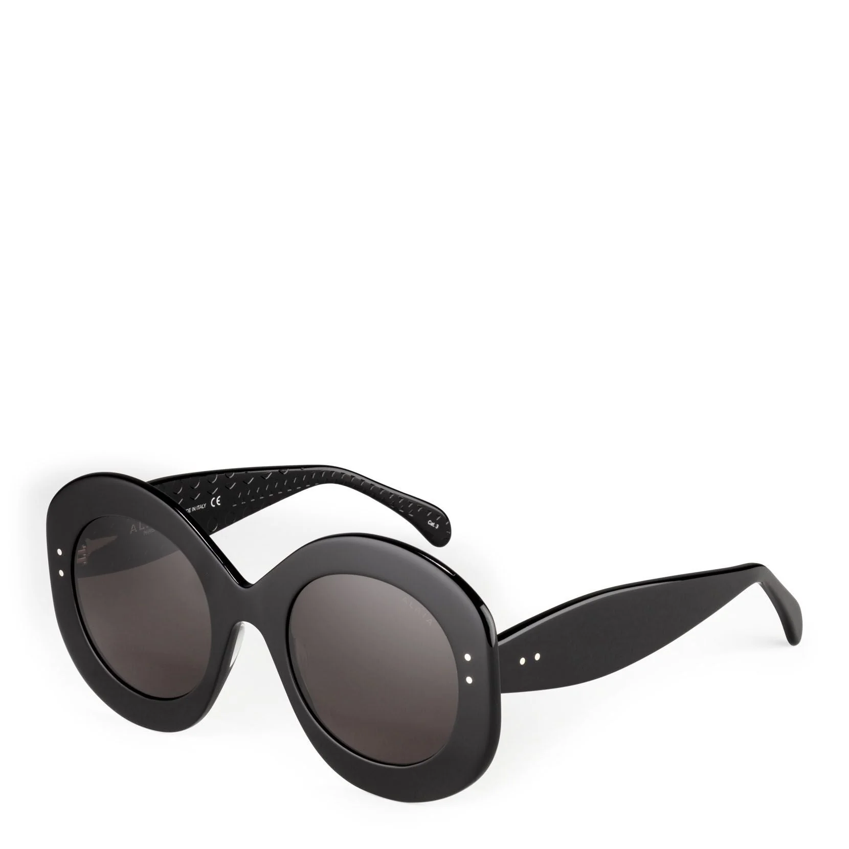 Black round acetate sunglasses - Image 2