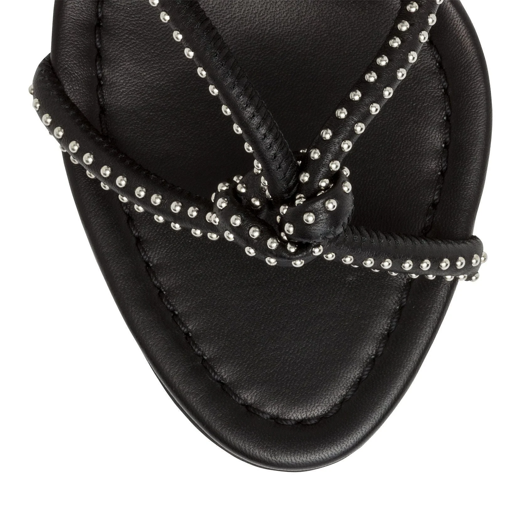 Black soft leather studs sandals - Image 4