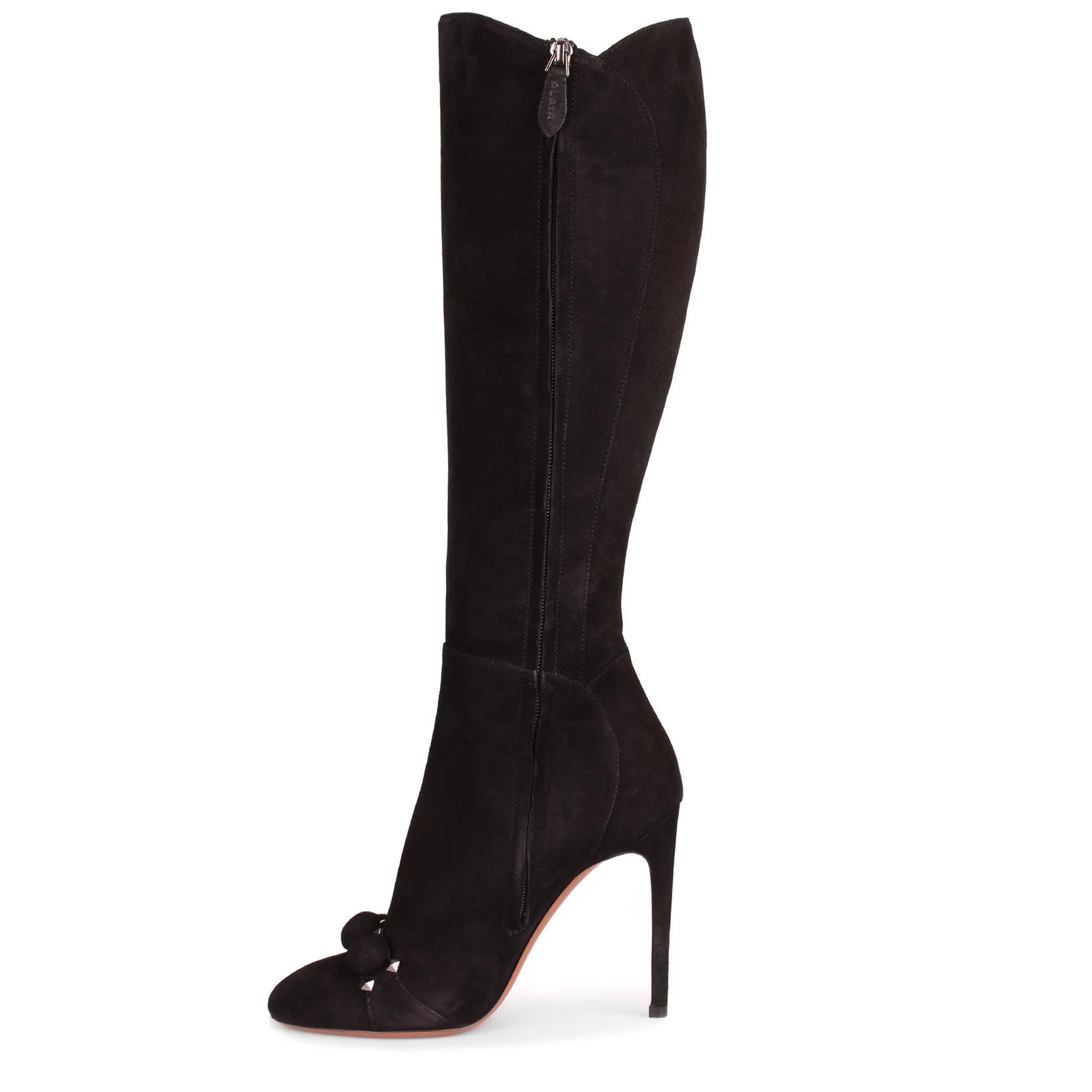 Black suede bombe knee boot - Image 4